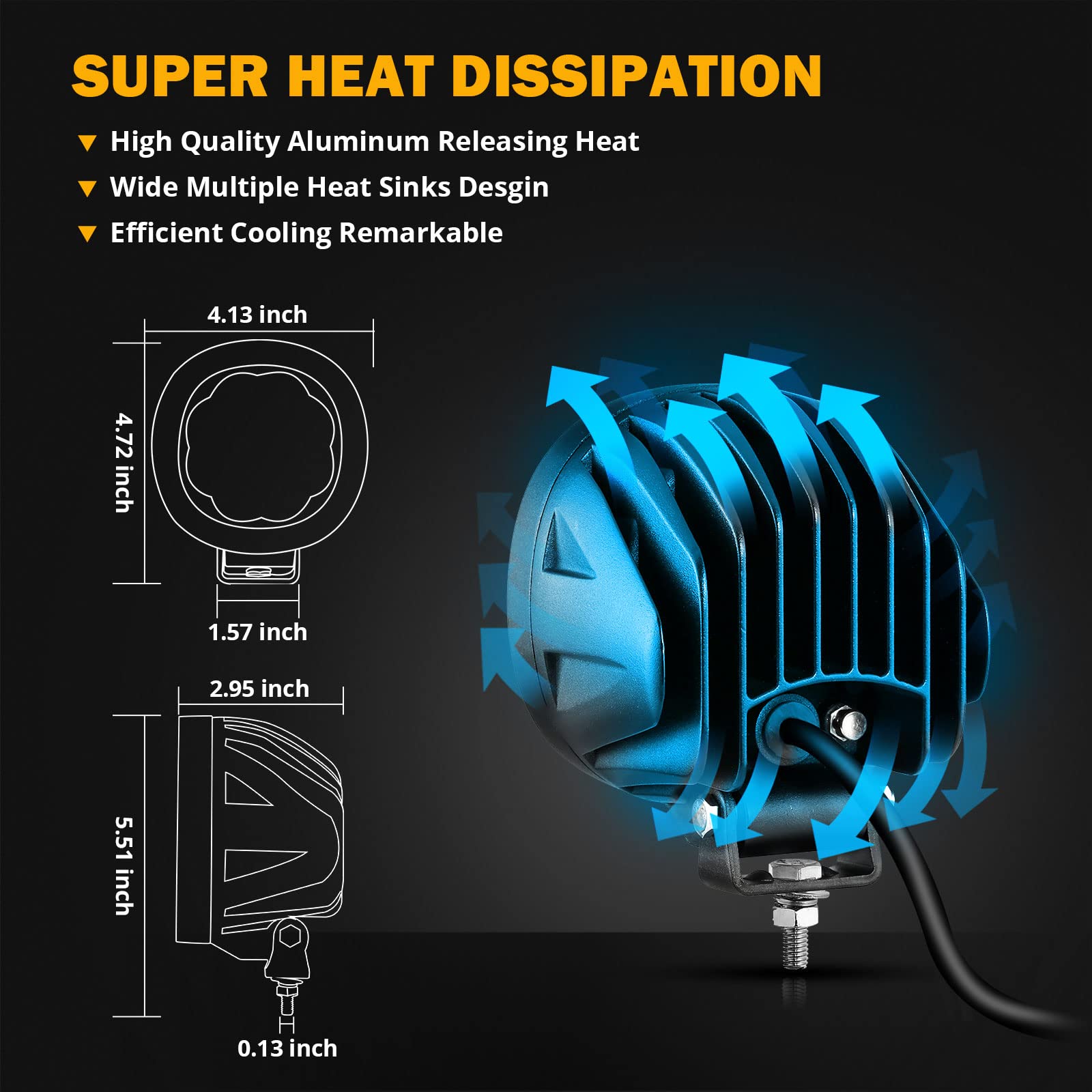 Auxbeam 4 Inch 90W Led 2Pcs 9000Lm Amber Fog Lights Round Spot Driving Work Lights For Truck Pickup Suv Atv Utv 4X4 Jeep Wrangle