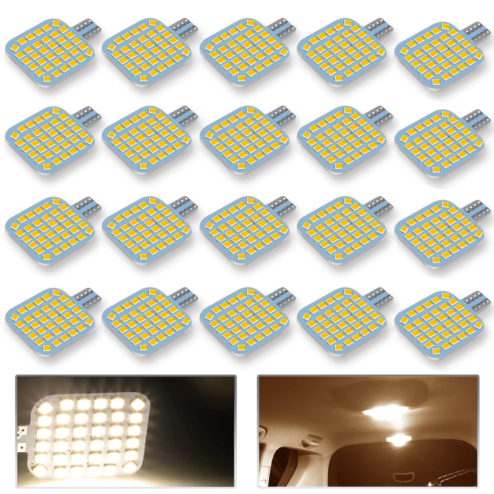 20Pcs T10 921 922 912 194 Rv Interior Led Light Bulbs, Super Bright Led Bulbs Replacement Lighting 36-Smd 2835 3200K Warm White For 12V Rv Camper Trailer Motorhome Boat Dome Car Marine Indoor Light