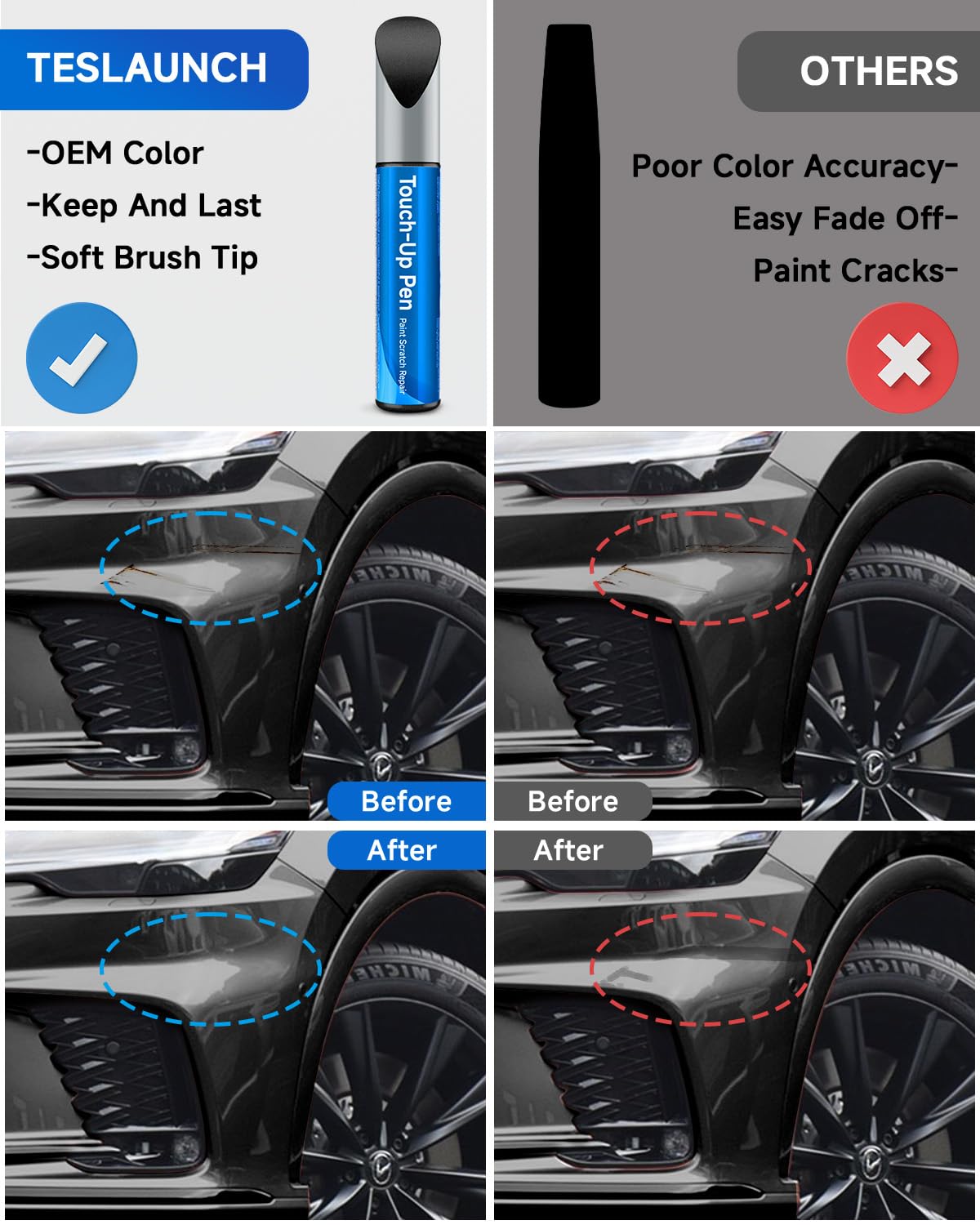 Teslaunch 1G0 Smoky Granite Mica Touch Up Paint Compatible with Lexus Exact Match Touch Up Paint Car Scratch Repair