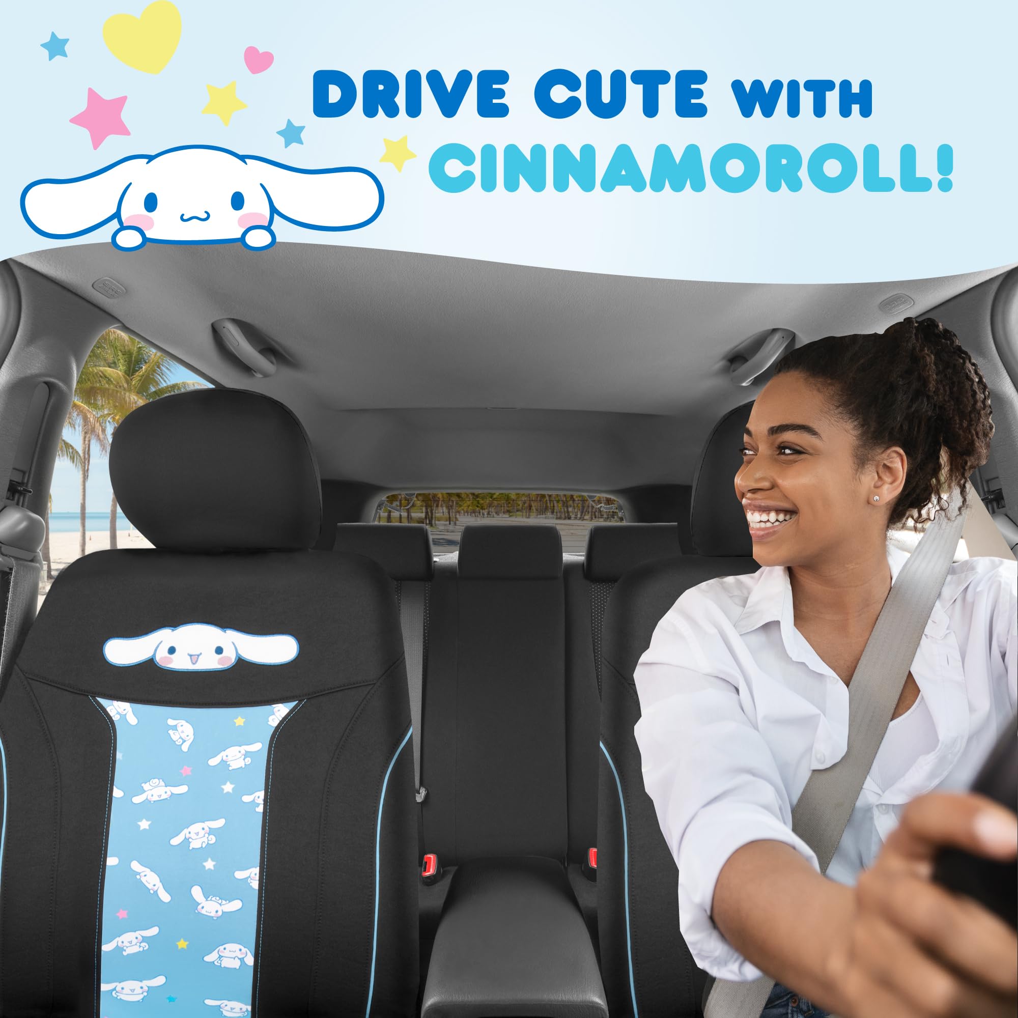 Hello Kitty Cinnamoroll Car Seat Cover - Adorable Light Blue Front Seat Cover with Cute Cinnamoroll Design, Durable and Comforta
