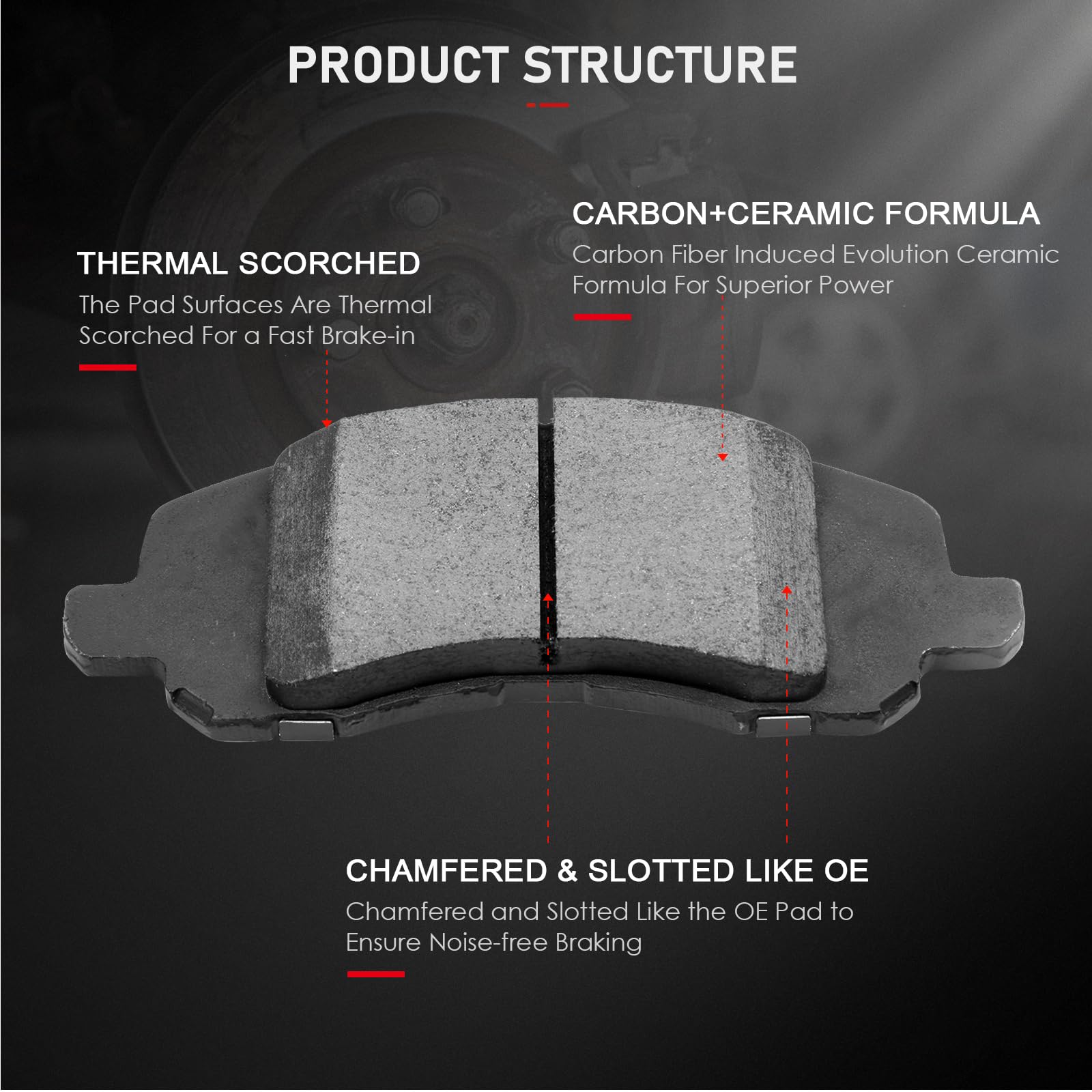 Cciyu D1285 D1037 Front & Rear Ceramic Brake Pads Kits 11-14 For Chrysler 200,07-10 For Chrysler Sebring,08-14 For Dodge Avenger