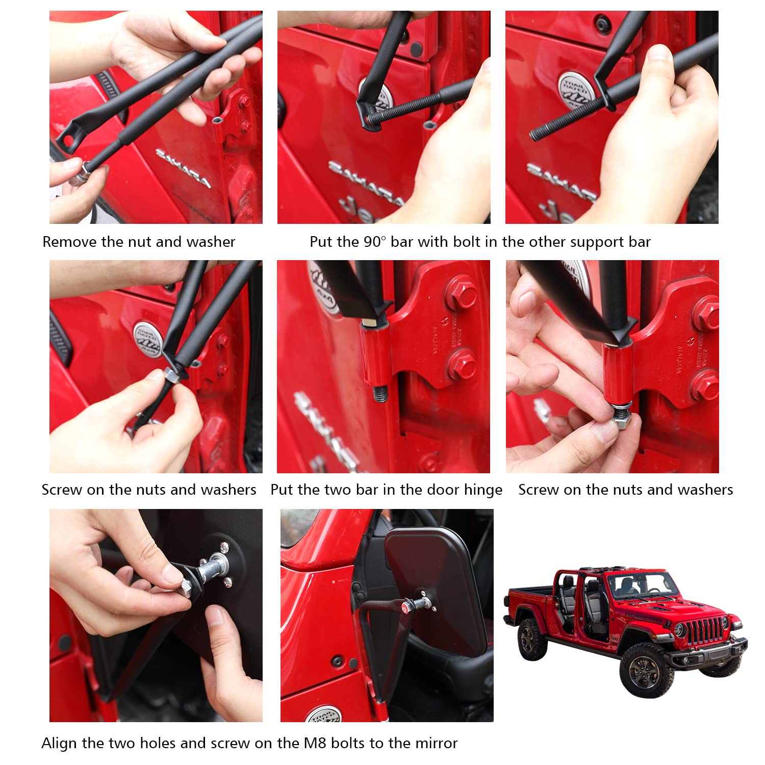 SUNPIE Mirrors Doors off Compatible with Jeep Wrangler YJ TJ JK JL2 Doors & 4 Doors 1987-2024 and JT, Side Doorless Mirrors Quic
