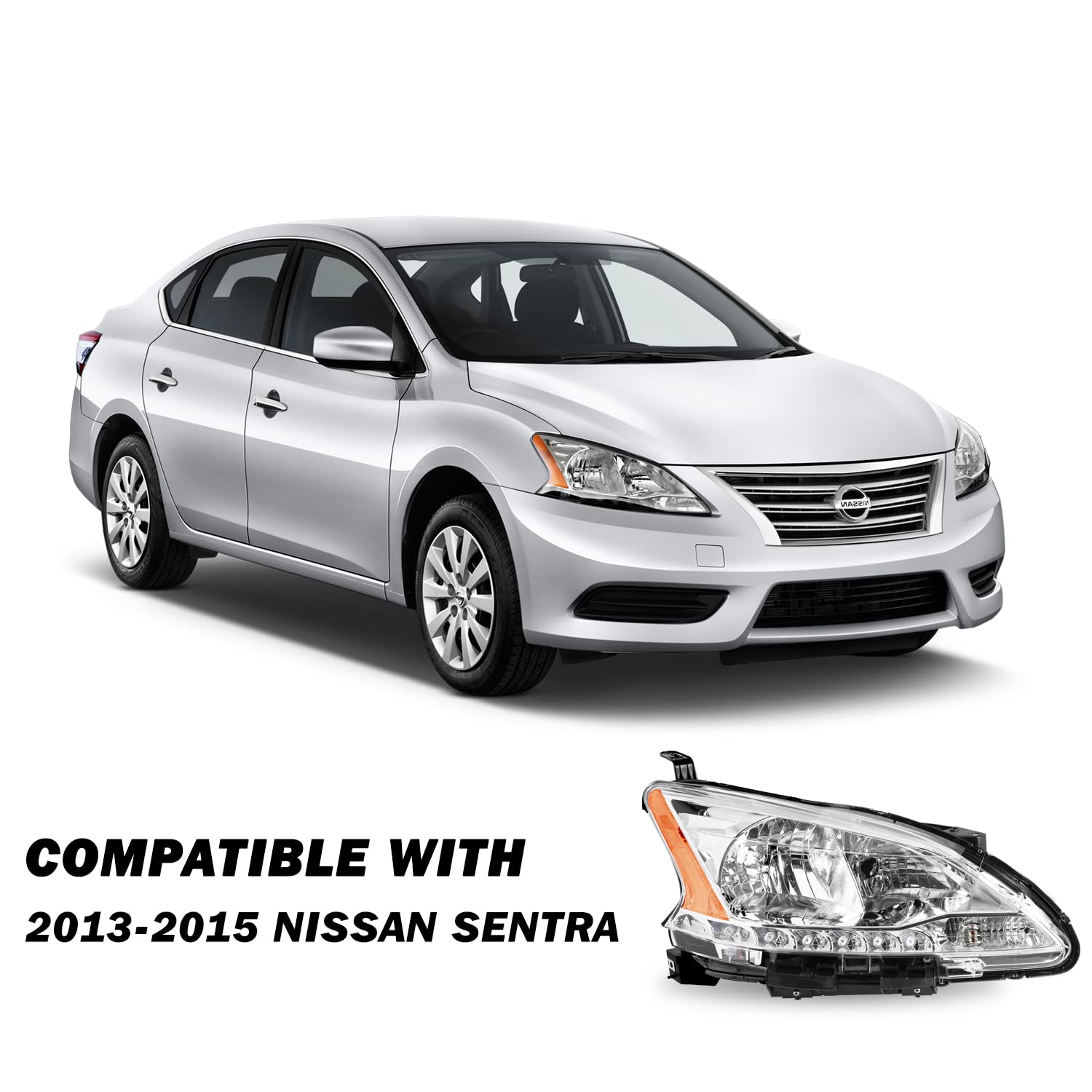 Sockir Headlight Assembly Fit For 2013-2015 Nissan Sentra Oem Style Headlamp Replacement Right Passenger Side