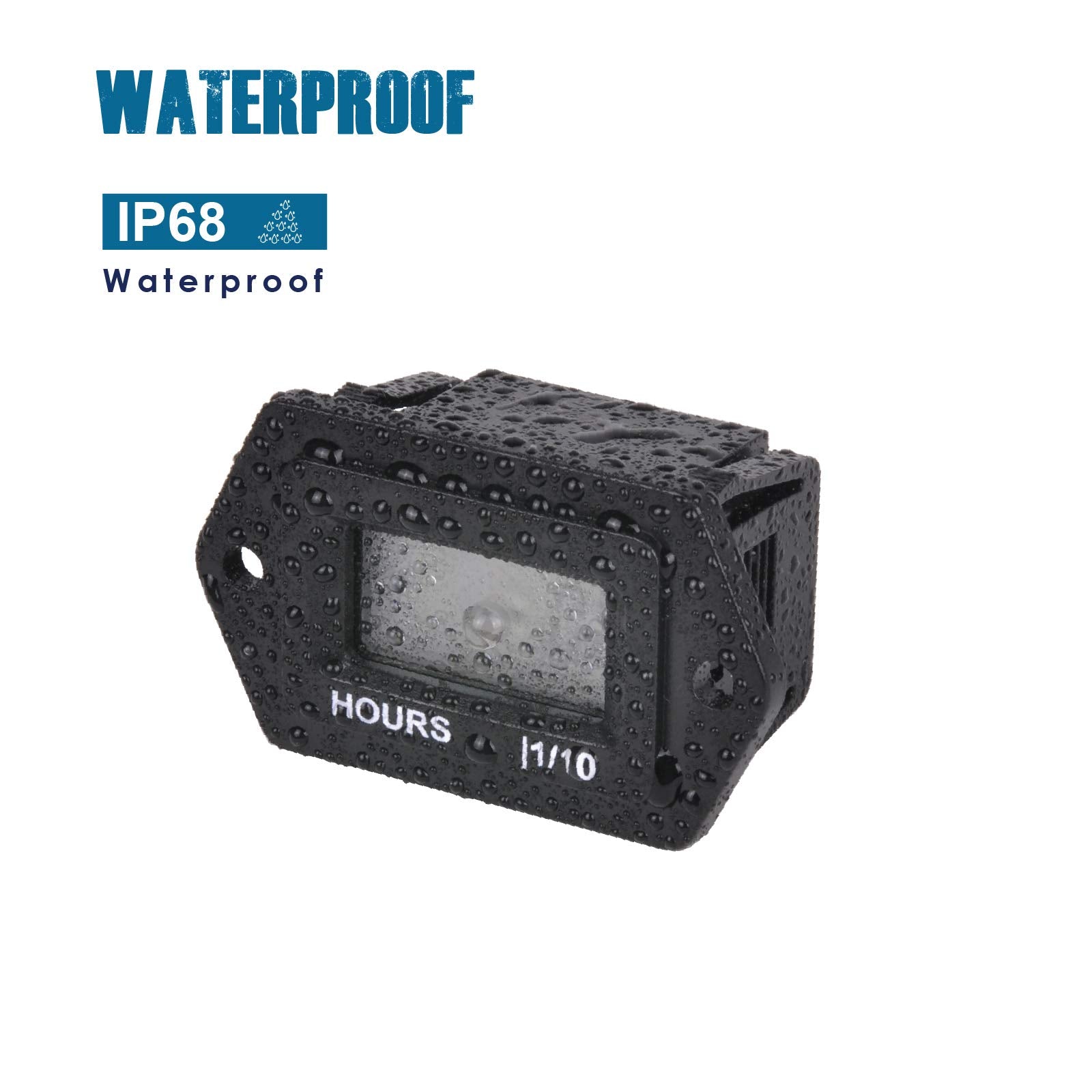 Runleader Digital LCD Hour Meter, AC/DC 5V to 277V ; Use for Riding Lawn Mower ZeroTurn Mower Tractor Generator Club car Golf ca