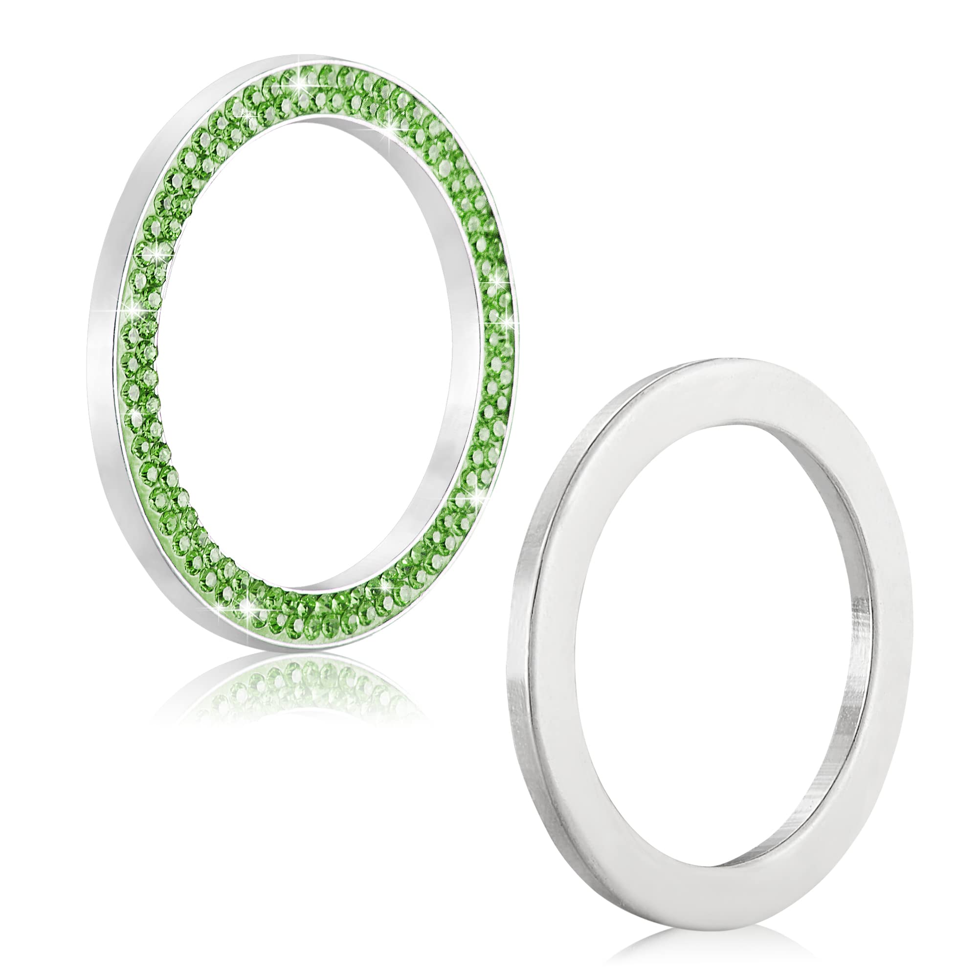 Winka 2Pcs Bling Car Engine Start Button Cover Diamond Crystal Push Start Stop Button Ring Sparkly Bling Ignition Button Cover R