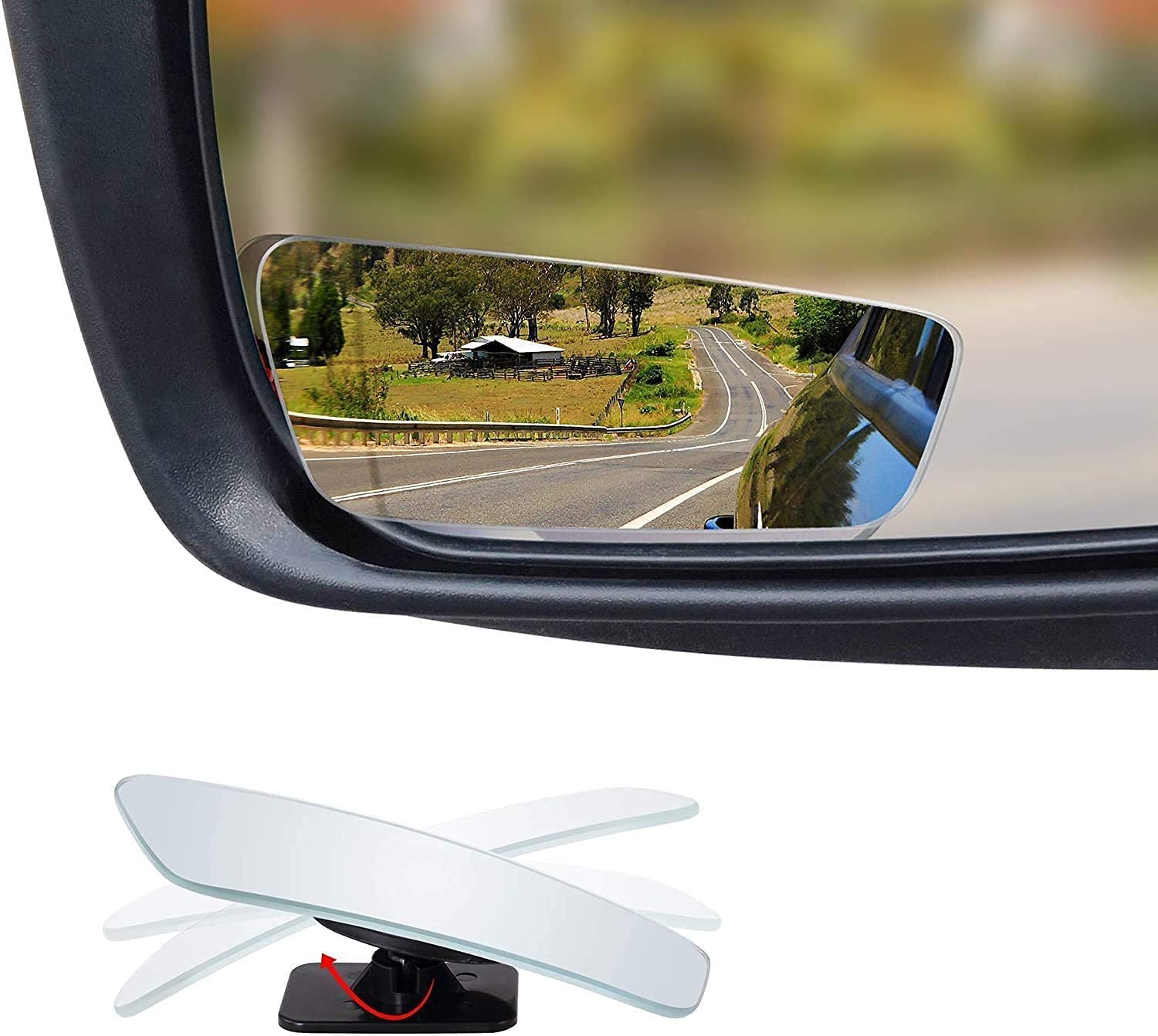 Verivue Mirrors 3.5 Inches Rectangle Shape Blind Spot Mirror For Car, Universal Fit, Hd, Stick On, Frameless, Convex, Wide Angle