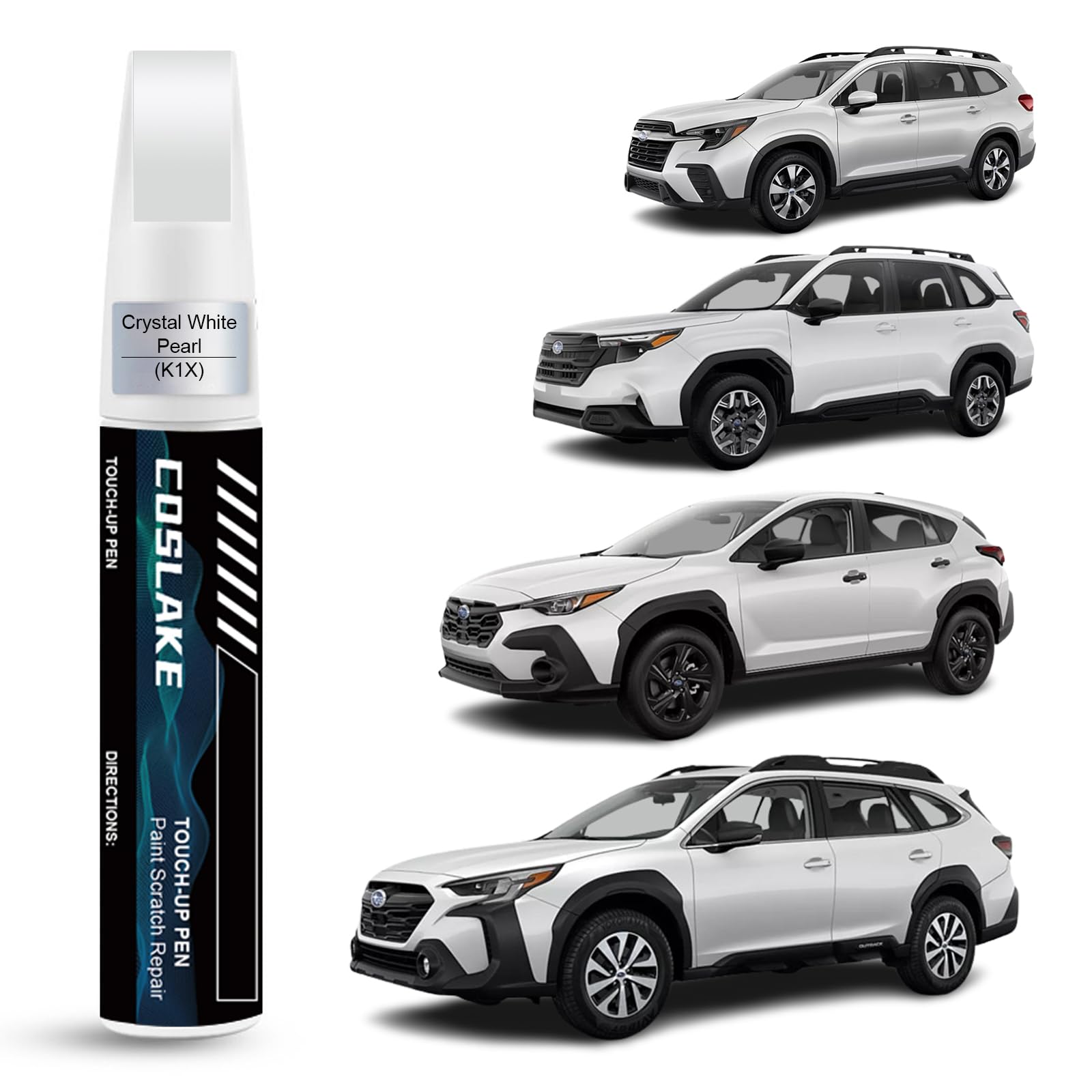 Coslake Car Touch Up Paint(Crystal White Pearl(K1X)) For Subaru, Car Paint Scratch Repair Kit, Quick & Easy Solution To Repair,