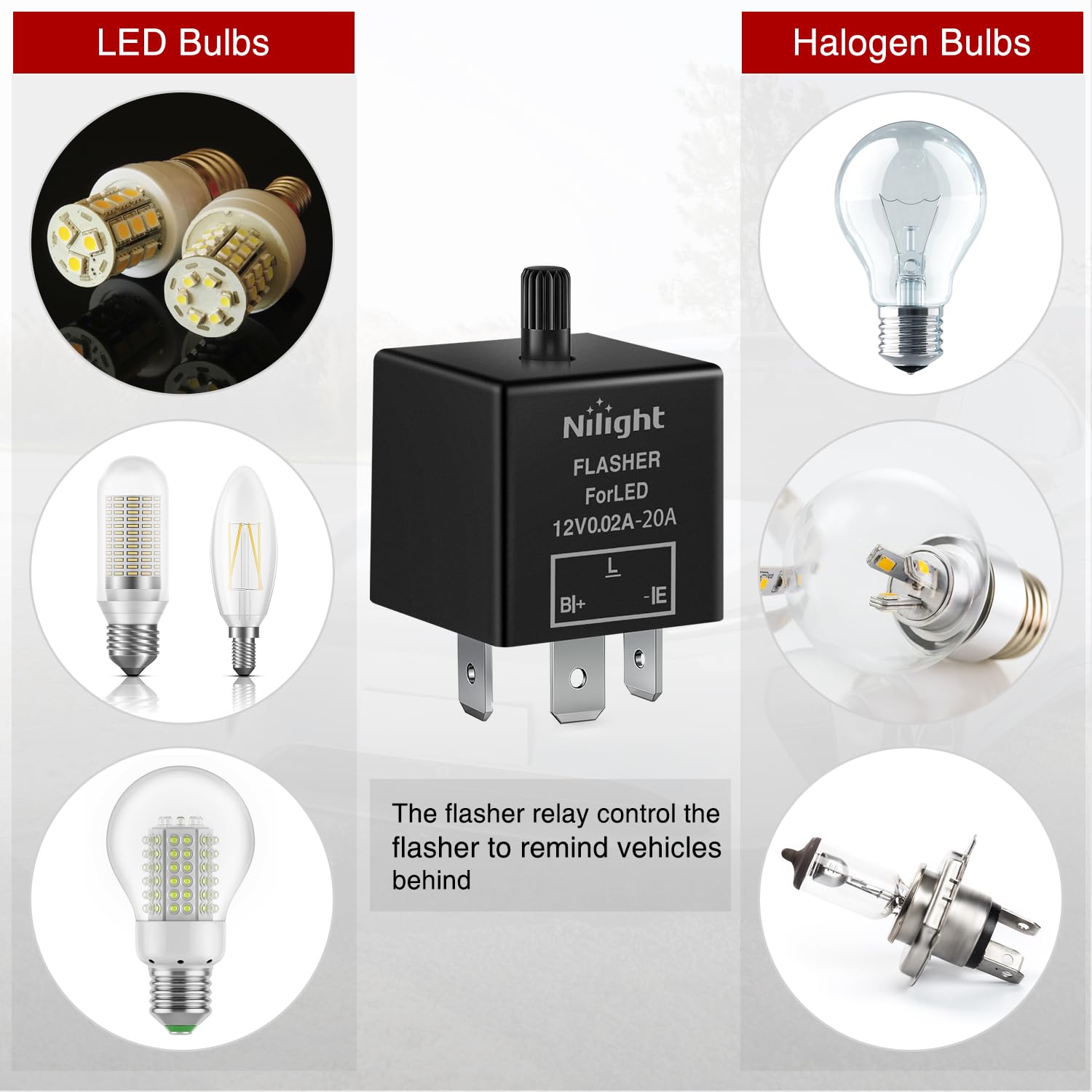 Nilight 4Pcs Flasher Relay Adjustable 3 Pin Cf13 Jl-02 Electronic Blinker Relay 12V 150W Fixes Car Turn Signal And Hazard Warn H