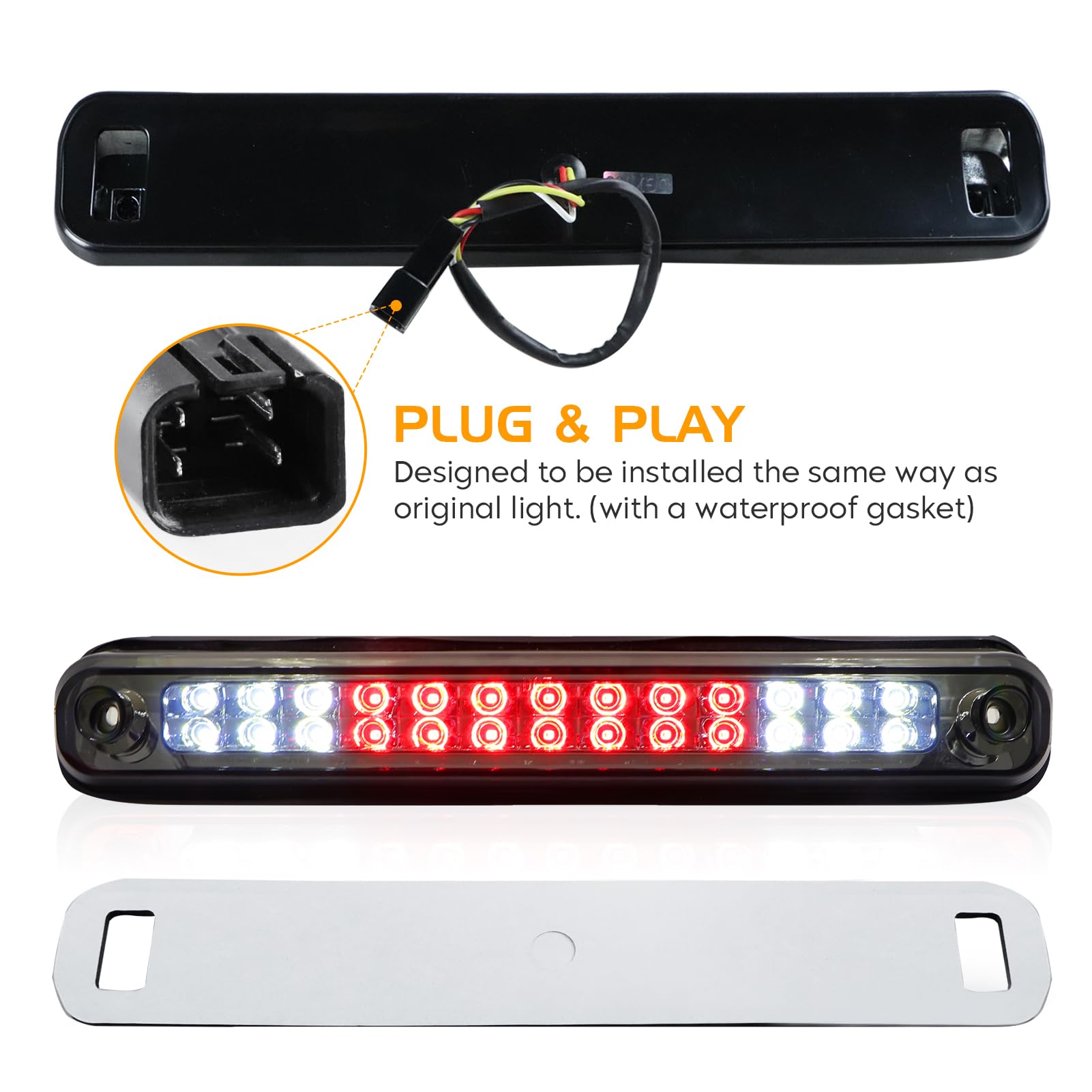 Bomusou Led 3Rd Brake Light High Mount Brake Light Fit For Silverado (94-98), For Blazer (92-93), For Chevy/Gmc C/K 1500 2500 35