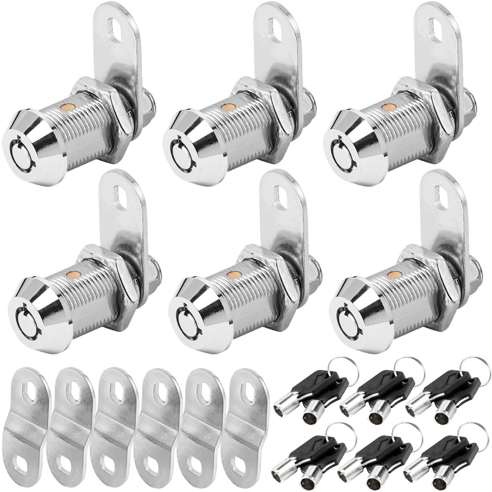 Cam Locks Rv Storage Locks With Keys(1 Inch 6Pack), Keyed Alike - Fits 3/4' Max Door Thickness