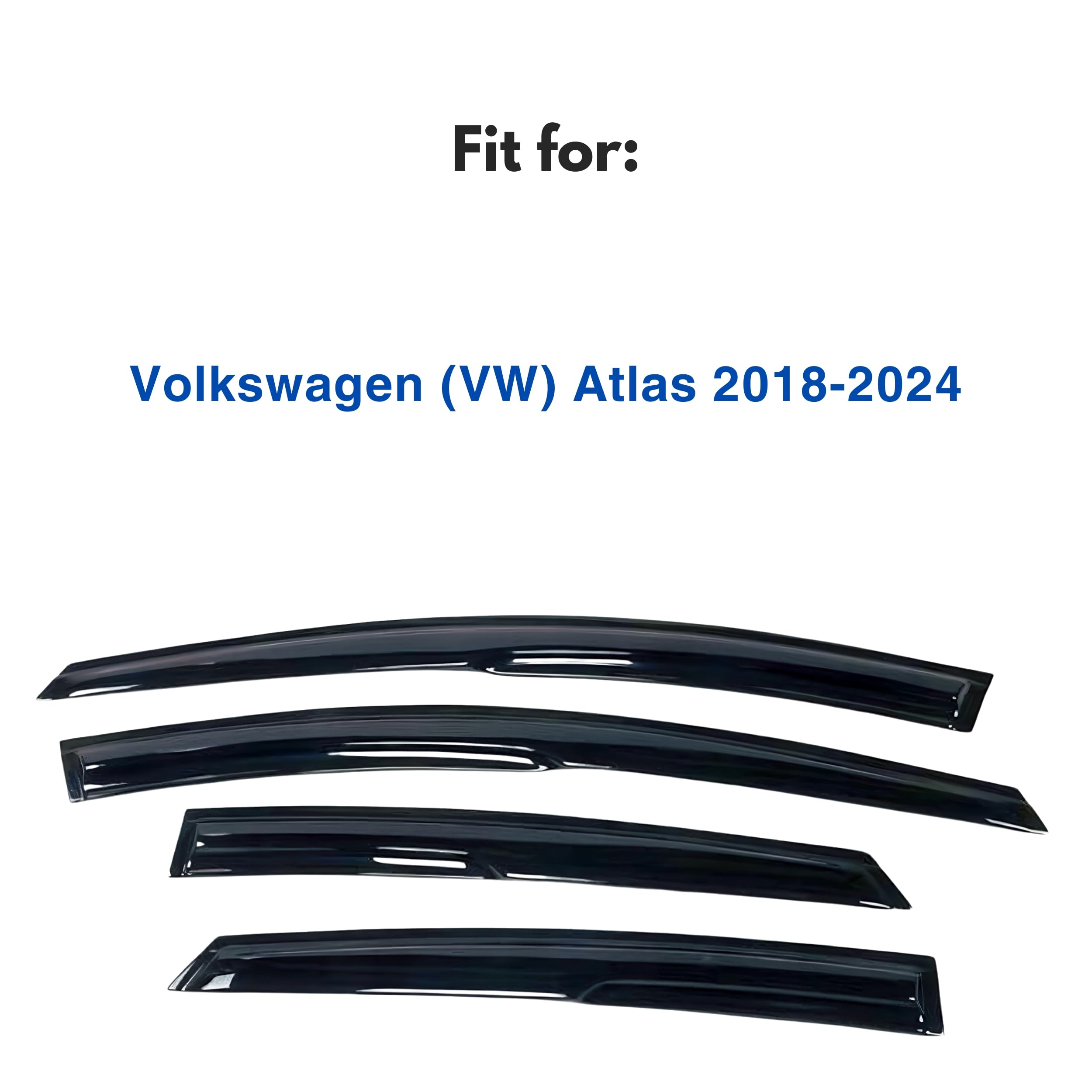 Ig Window Visor For Volkswagen (Vw) Atlas 2018-2024, Rain Guard Tape-On Extra Durable Sun Wind Side Vent Window Deflector Mugen