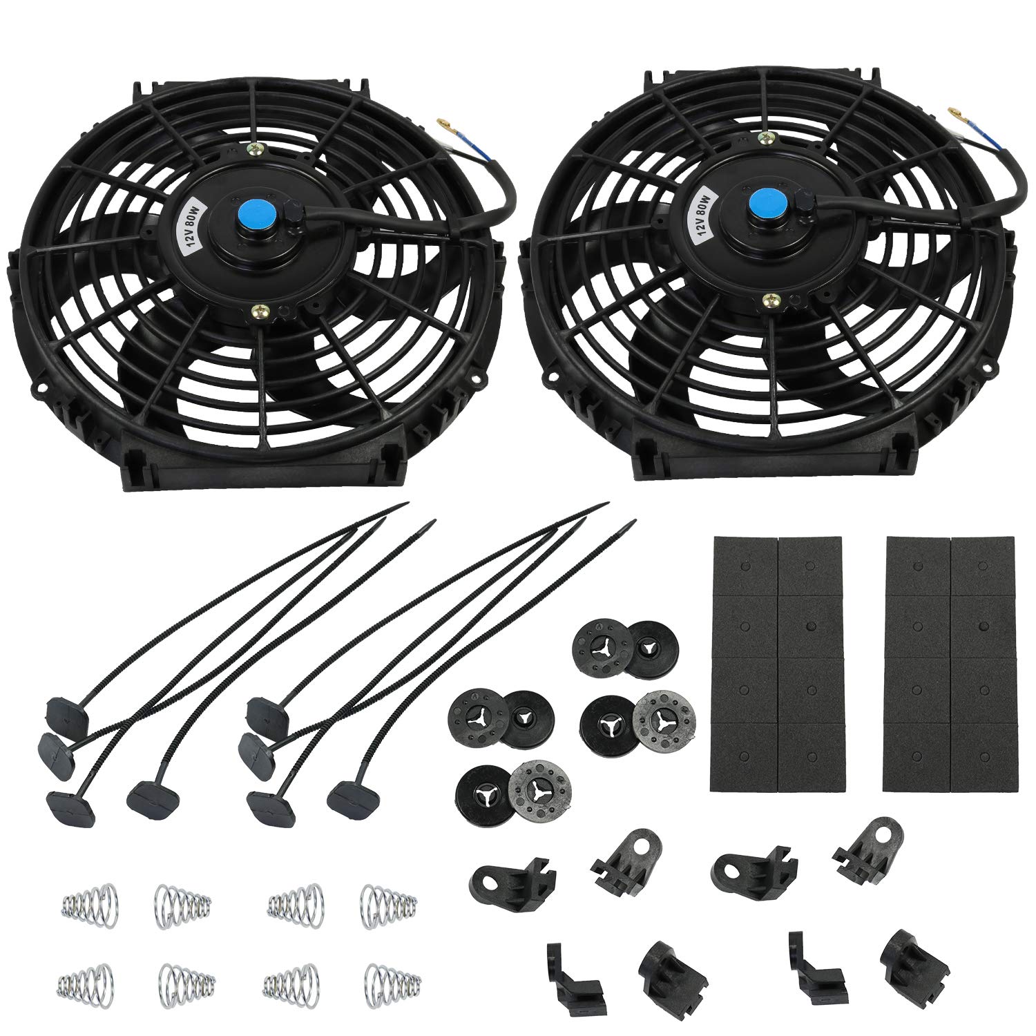 JDMSPEED New 2 Sets Universal 10 Electric Radiator Cooling Slim Fan Push Pull Mounting Kit
