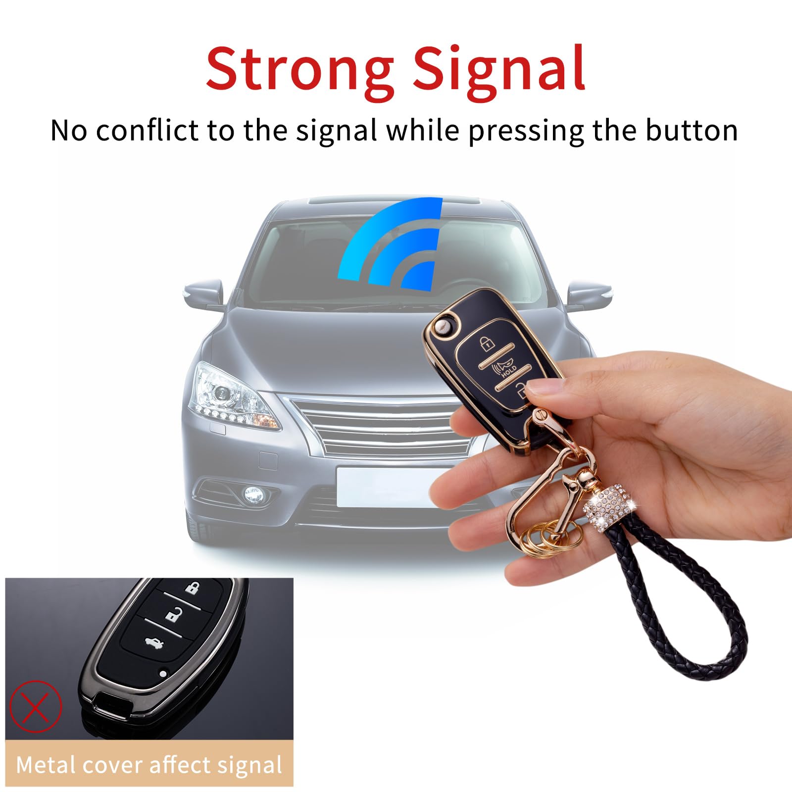 Gematay For Kia Key Fob Cover With Keychain Lanyard, Soft Tpu Key Fob Protector Shell Compatible With 2012-2014 Kia Soul Rio Sma