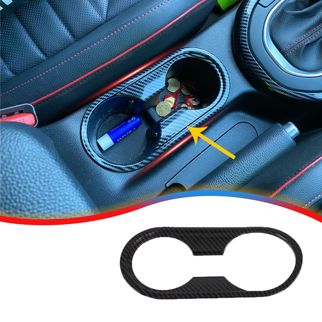 MUXEE for Kia Forte 2019-2024 ABS Carbon Fiber Center Consoles Cup Holder Panel Cover Trim - Sport Upgrade Trims Interior Access