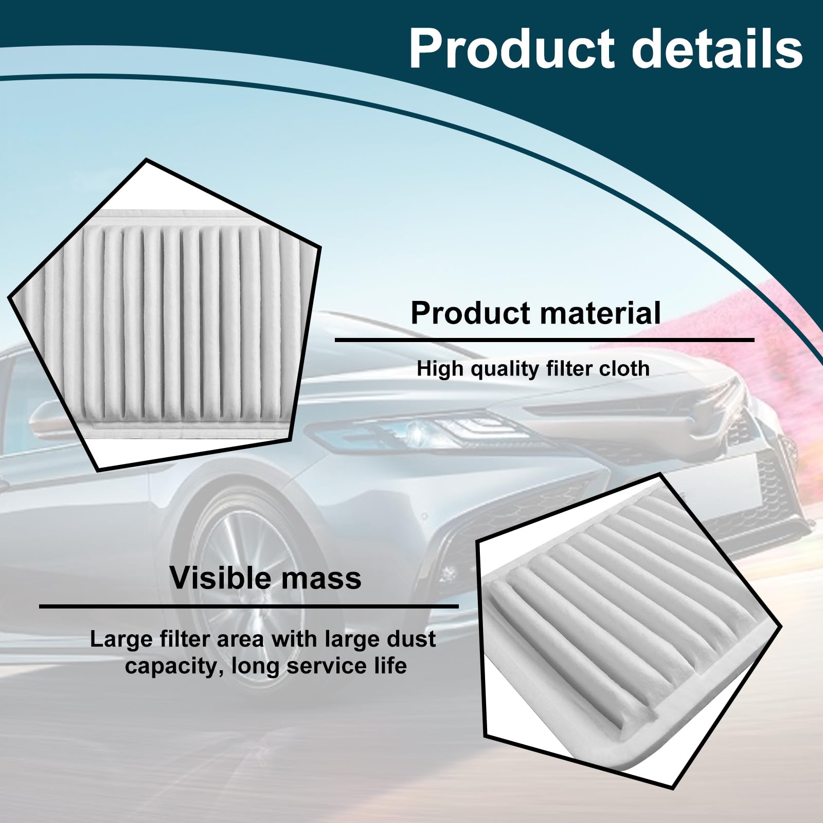 RBOKO GP360 Engine Air Filter - Compatible with Lexus ES300/ES330/RX330/RX350, Toyota Camry/Highlander/Sienna, Carbon Fiber