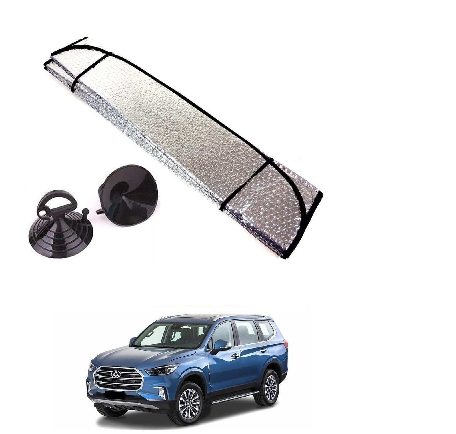Auto Addict Car Sunshades Aluminium Foil Foldable Windshield (Front Window,Rear Window,1 pc) Sunshade for MG Gloster