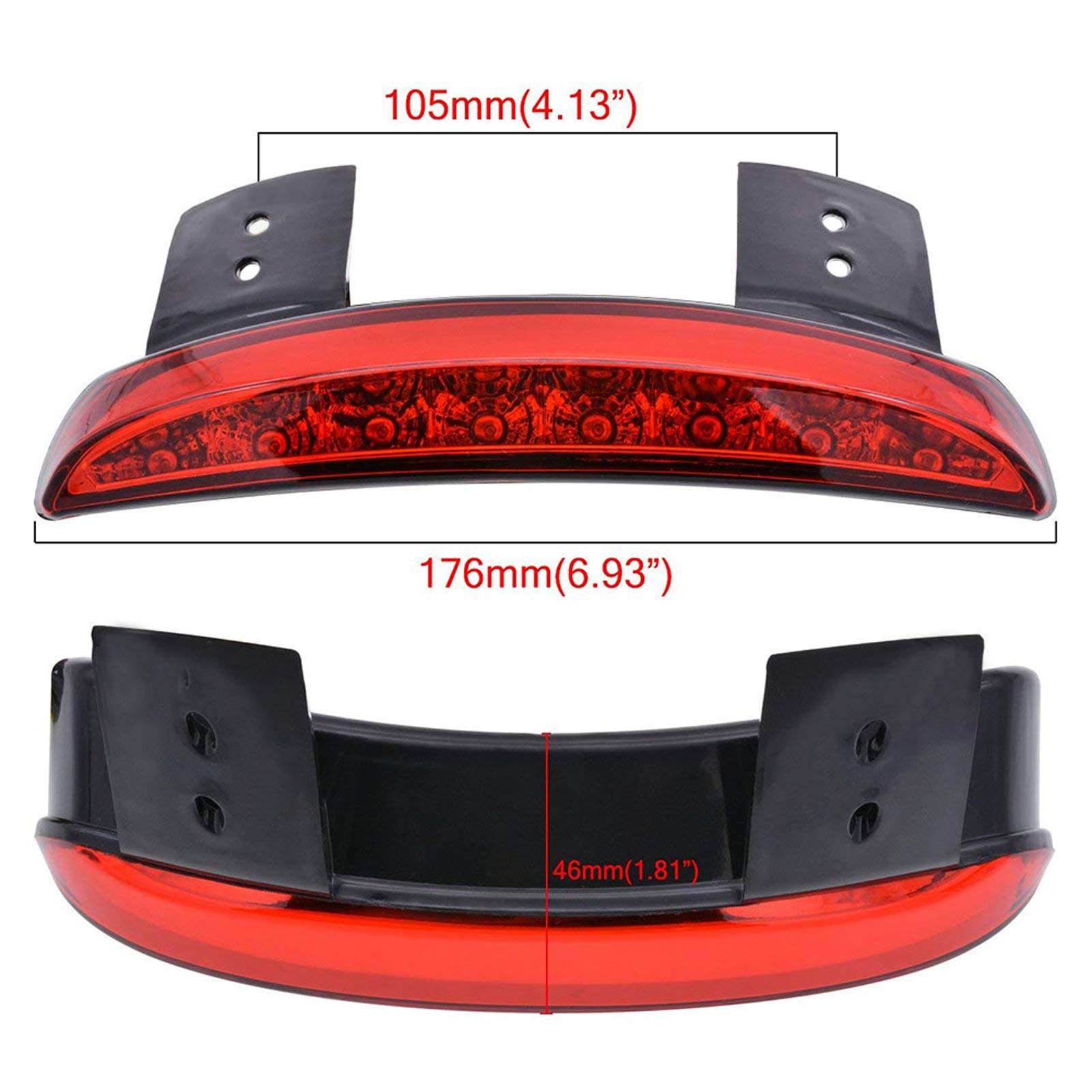 Ankia Motorcycle Chopped Rear Fender Edge Led Brake License Plate Tail Light Stop Running Light Turn Signal Lamp For Harley Sportster Xl883N 1200N Xl1200V Xl1200X (Red)