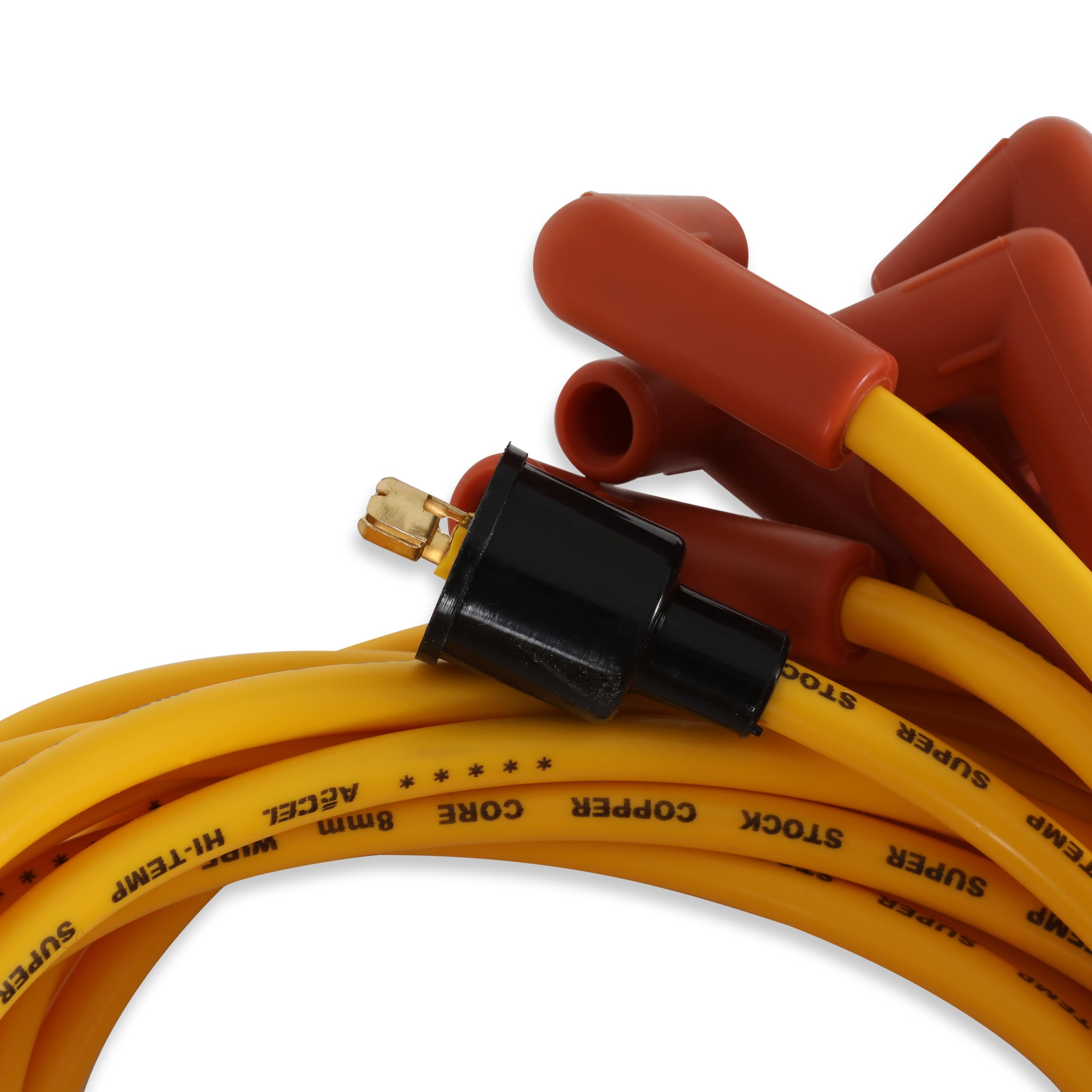 Accel 4039 Spark Plug Wire Set - 8Mm - Yellow With Orange Straight Boots