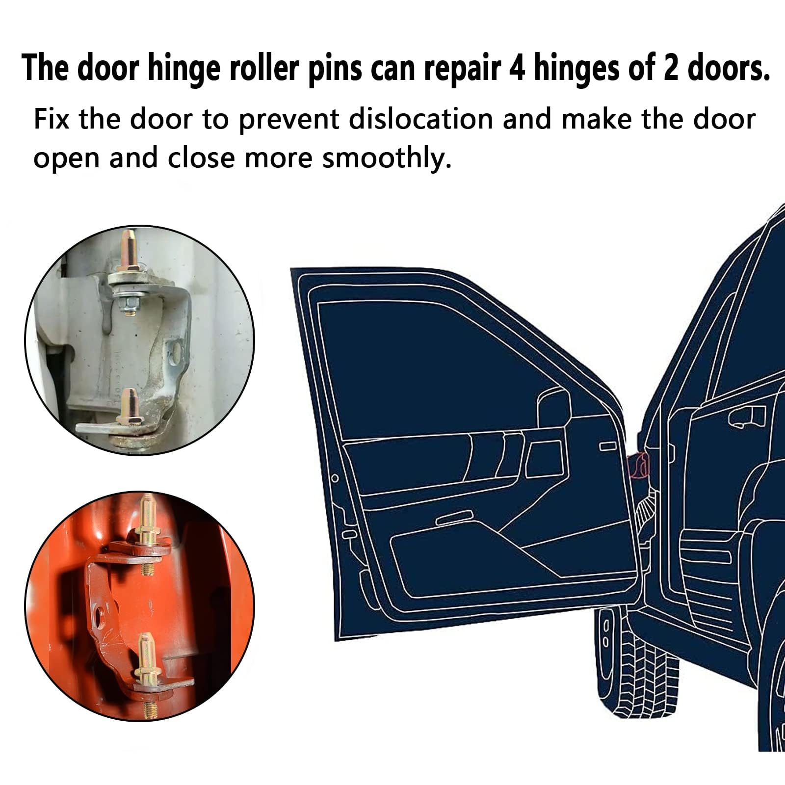 POSENG Door Hinge Roller Pin and Bushing Repair Kit Compatible with Chevy GMC 1999-2007 Avalanche Sierra Silverado Suburban Taho