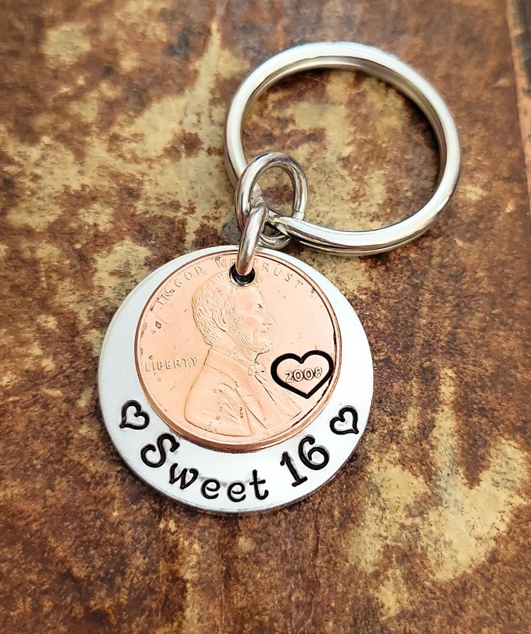 Happy, Sweet 16 Birthday, Coin Lucky (Birth Year), Penny Key Chain, Gift for Teenage, New Driver