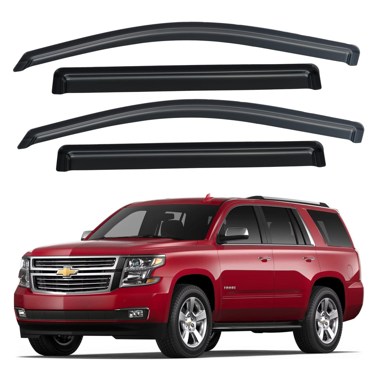 YQAUTEC Window Visors Rain Guards Shield for 2015-2020 Chevy Tahoe/GMC Yukon(Not for XL or Denali), Out-Channel Window Wind Defl