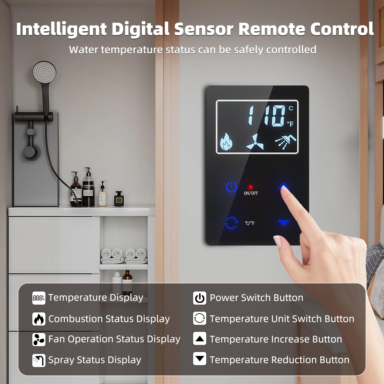 RV Tankless Water Heater Propane, On Demand Instant Gas RV Hot Water Heater, DC 12V, 16 x 16 inch Door & Front Water Outlet, 550