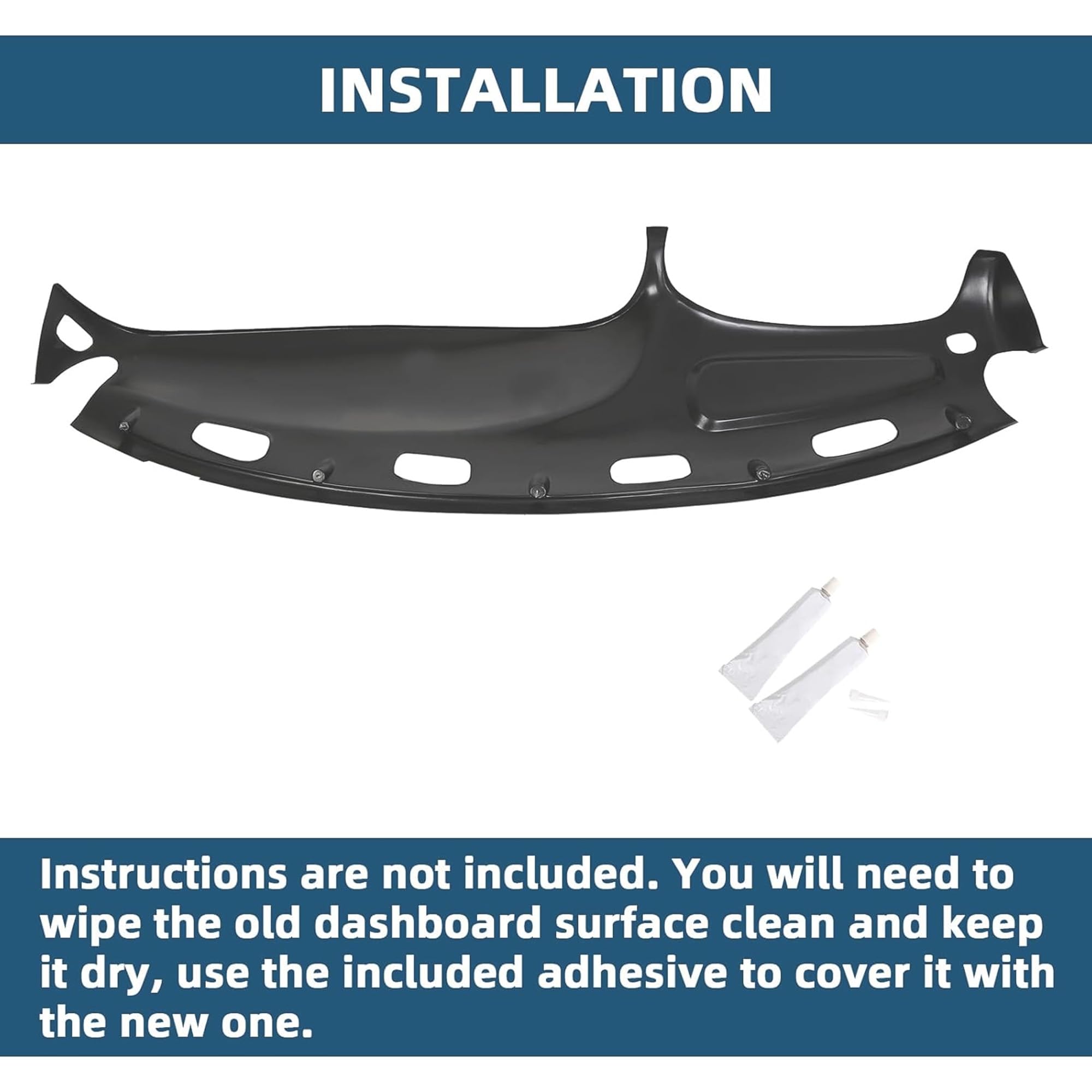 Ecotric Dash Cover Overlay Compatible With 1998-2001 Dodge Ram 1500, 1998-2002 Dodge Ram 2500 Base/Dodge Ram 3500 Base Trucks Gr