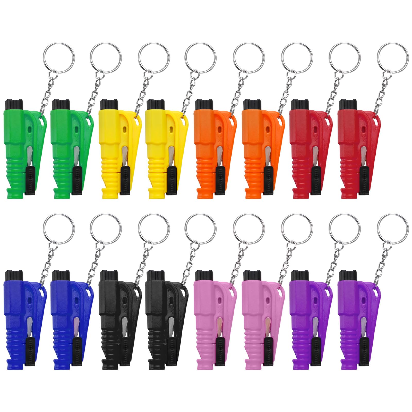 PIFOOG 16 Pcs Car Window Breaker Keychain 3-in-1 Emergency Escape Tool Glass Breakers Seatbelt Cutter Rescue Whistle Mini Compac
