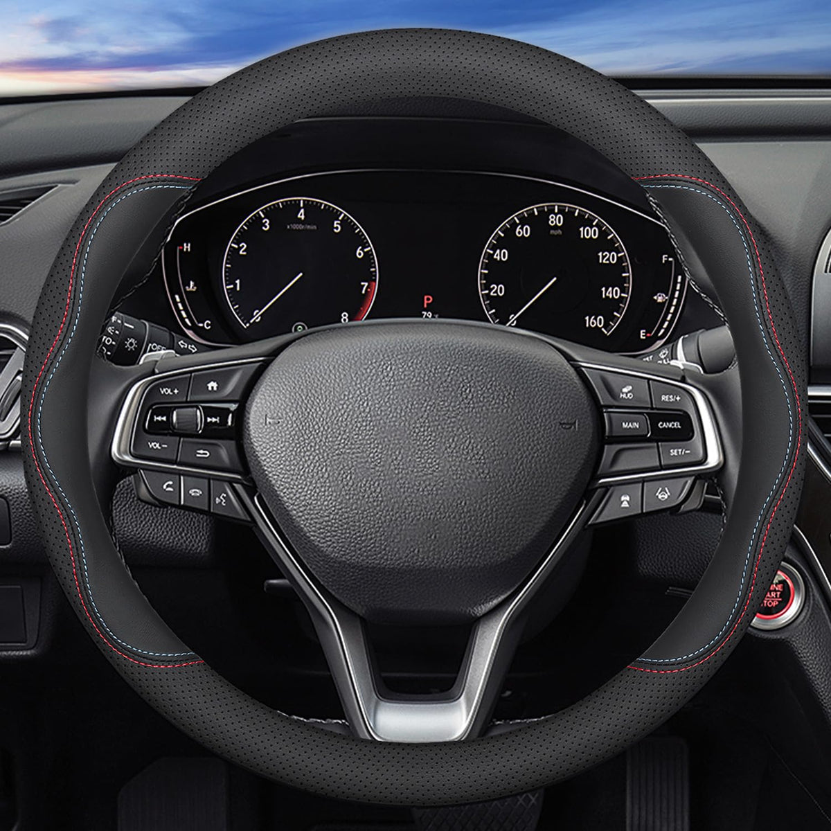 Xhring Car Steering Wheel Cover For Honda Civic Accord Crv Hrv Pilot Passport Odyssey Element Insight Fit Ridgeline Clarity City
