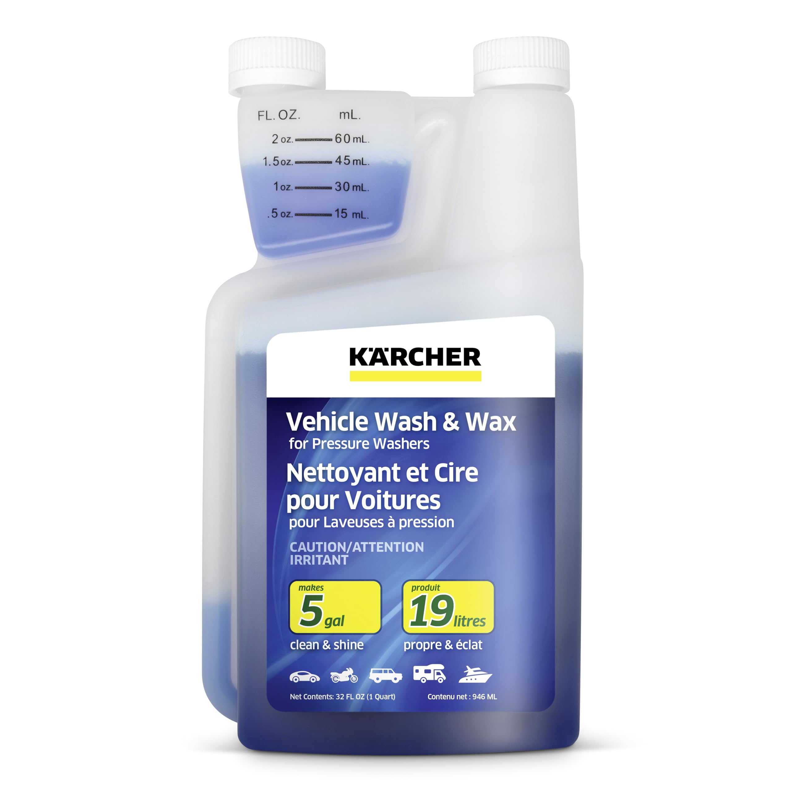 Kärcher Vehicle Wash And Wax, Pressure Washer Detergent - Pressure Washer Soap For Cars, Bikes, Trucks, Boats And More - 1 Quart