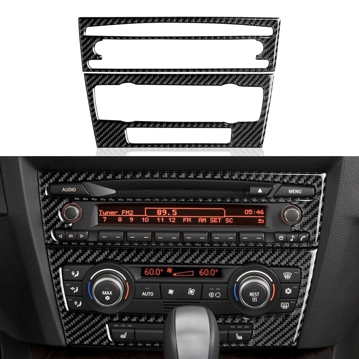 Car Cd Panel Sticker Carbon Fiber Decal Trim Cover Fits For Bmw E90 E92 E93 2006 2007 2008 2009 2010 2011 Interior Accessories (Style D)