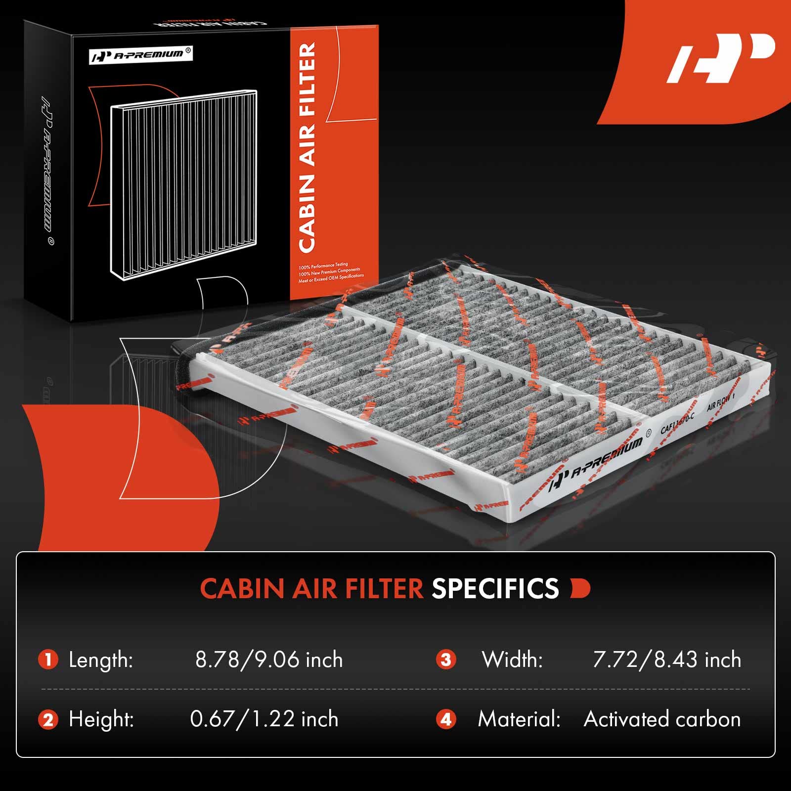 A-Premium Cabin Air Filter With Activated Carbon Compatible With Mazda Vehicles - 3 2014-2018, 6 2014-2021, Cx-5 2013-2022