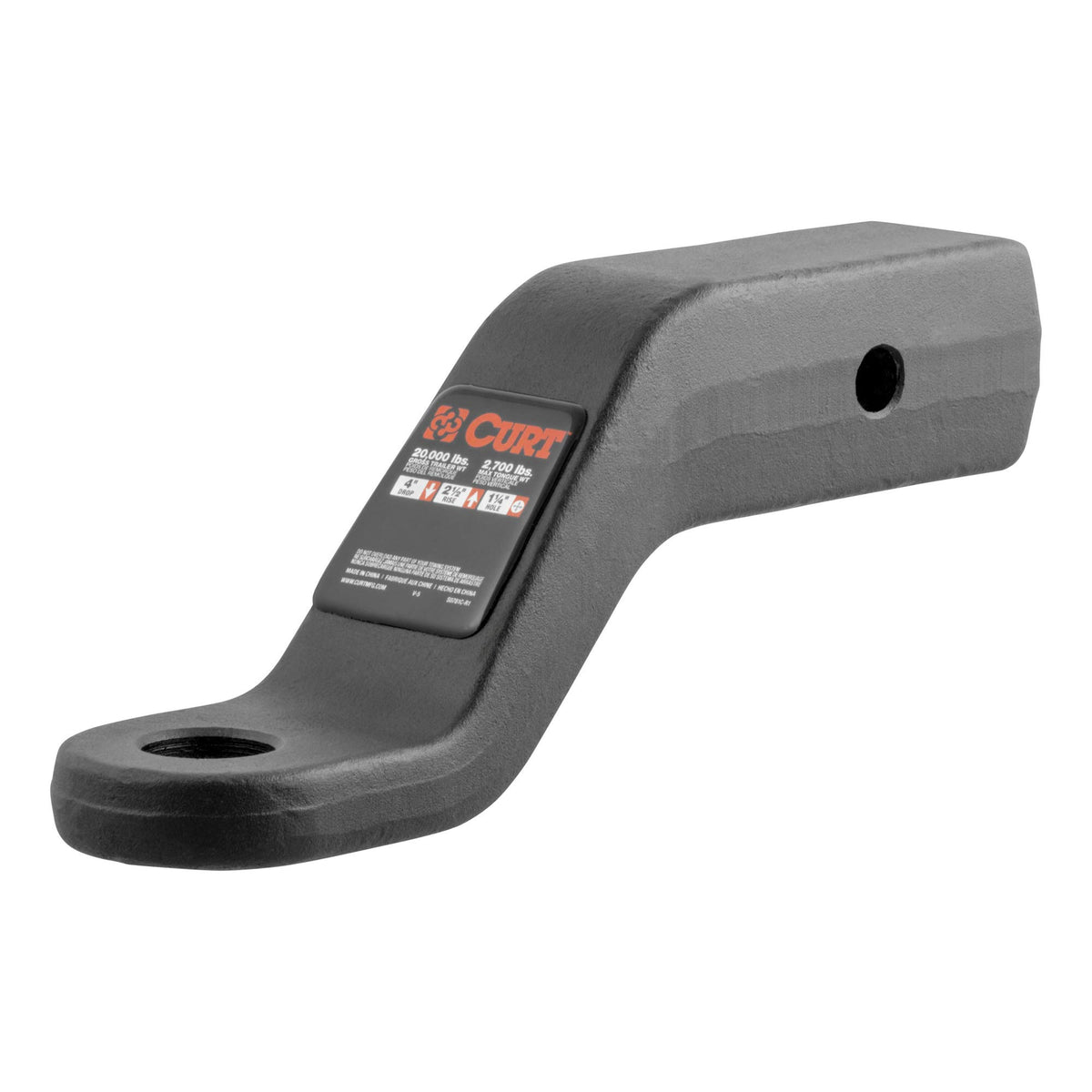 Curt 45458 Commercial Duty Forged Trailer Hitch Ball Mount, Fits 2-1/2-Inch Receiver, 20,000 Lbs, 1-1/4-Inch Hole, 4-Inch Drop,