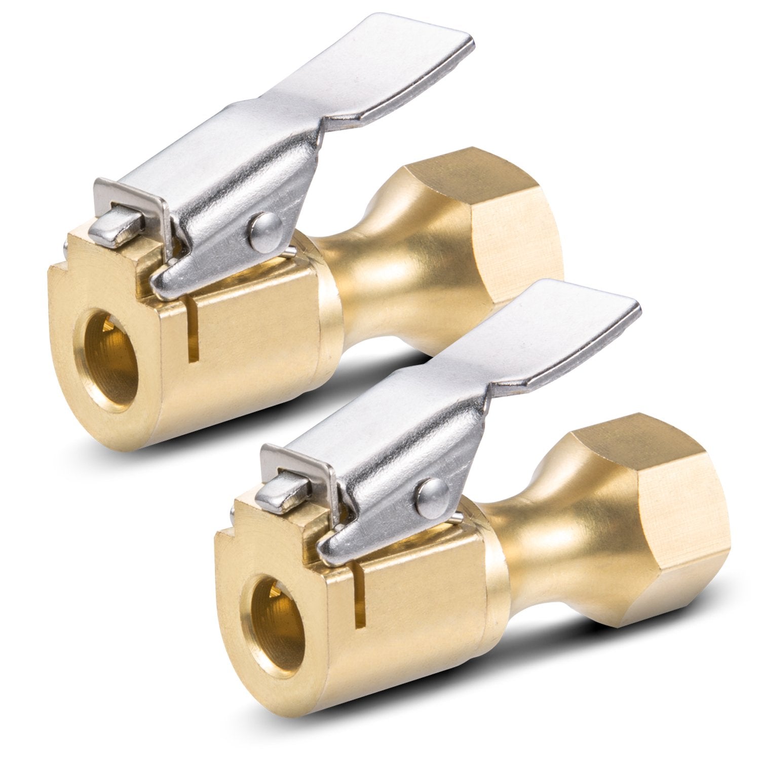 Astroai 2 Pack Air Chuck, Heavy Duty Closed Flow Lock On Tire Chuck With Clip For Inflator Gauge Compressor Accessories, Yellow