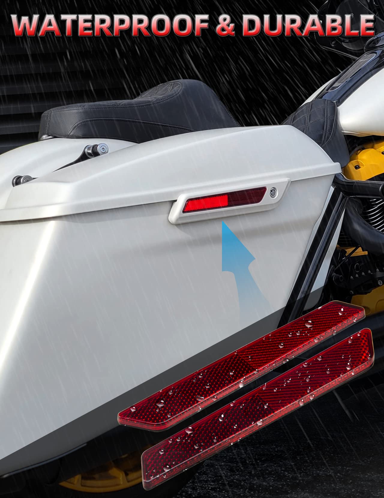 Amazicha Red Saddlebag Reflector Hard Saddle Bag Latch Cover Reflectors Compatible For Harley Touring Street Glide Electra Glide