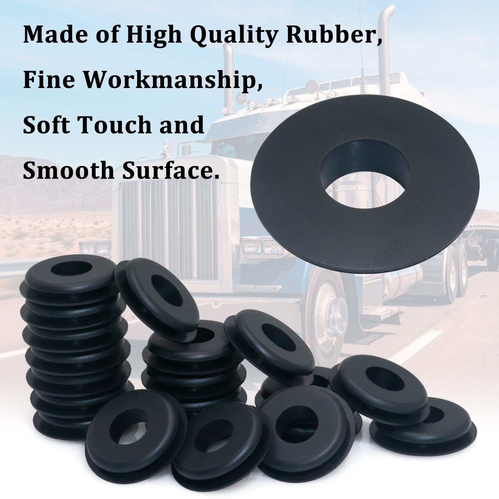 iBroPrat Glad Hand Seal, 20pcs Gladhand Washers Rubber Seals Black Gasket Elastic Grommets for Semi Trucks Trailers Brake Air Ho