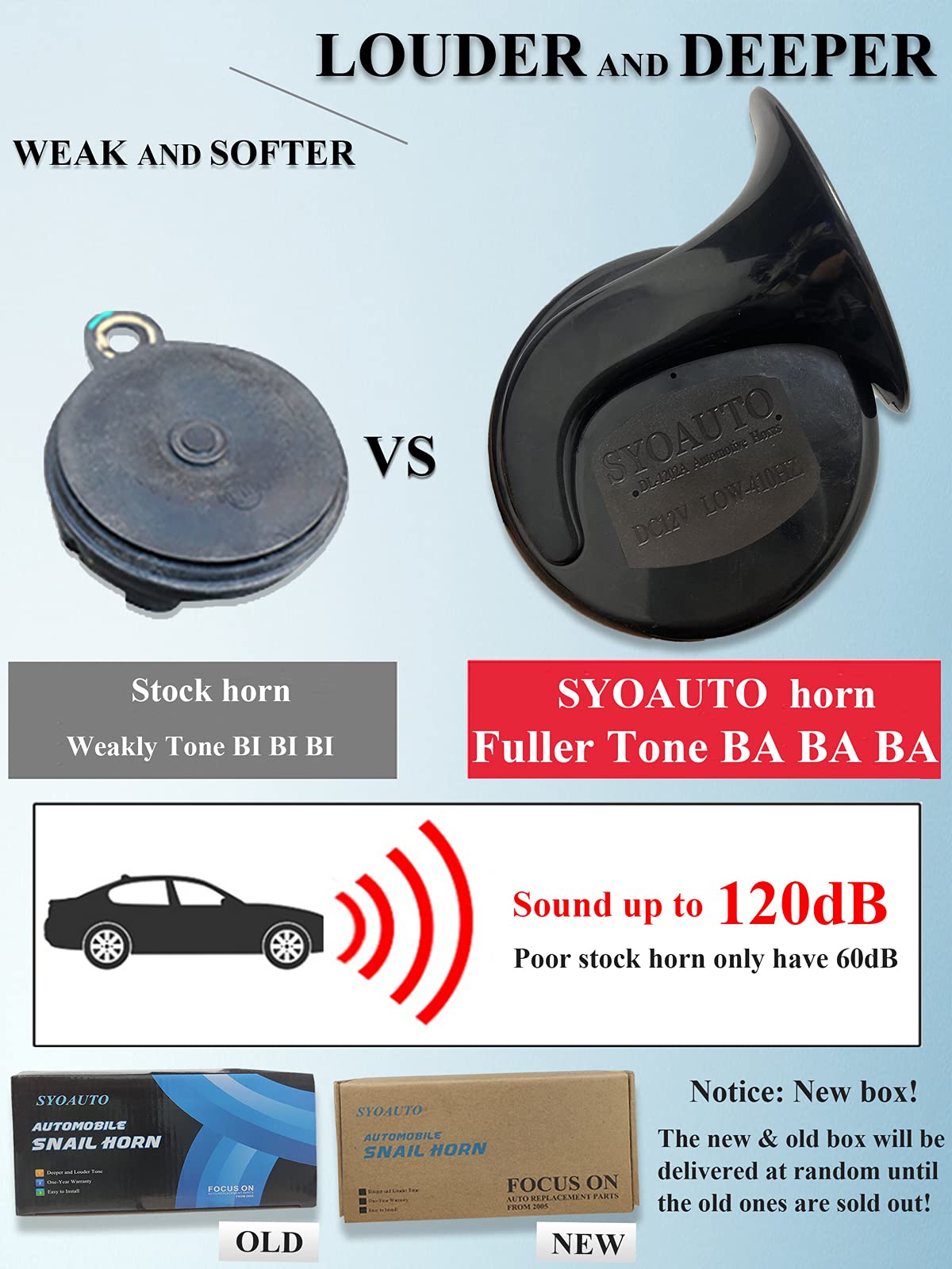 Syoauto Car Horn Truck Horn Waterproof High Low Tone Super Loud Electric Snail Horn Kit Replacement Horns