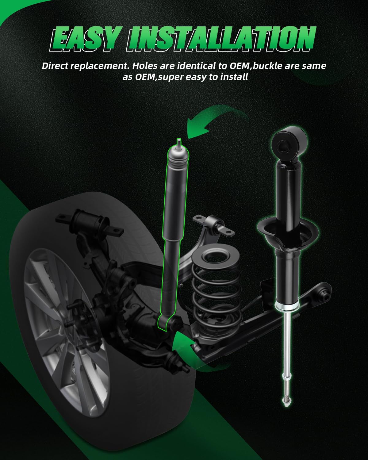 Scitoo - Rear Shock Absorbers For Mitsubishi Fits 2011-2018 For Mitsubishi Outlander Sport,2011 For Mitsubishi Rvr Shocks 340060 345934 Shocks Struts - 2Pc Set