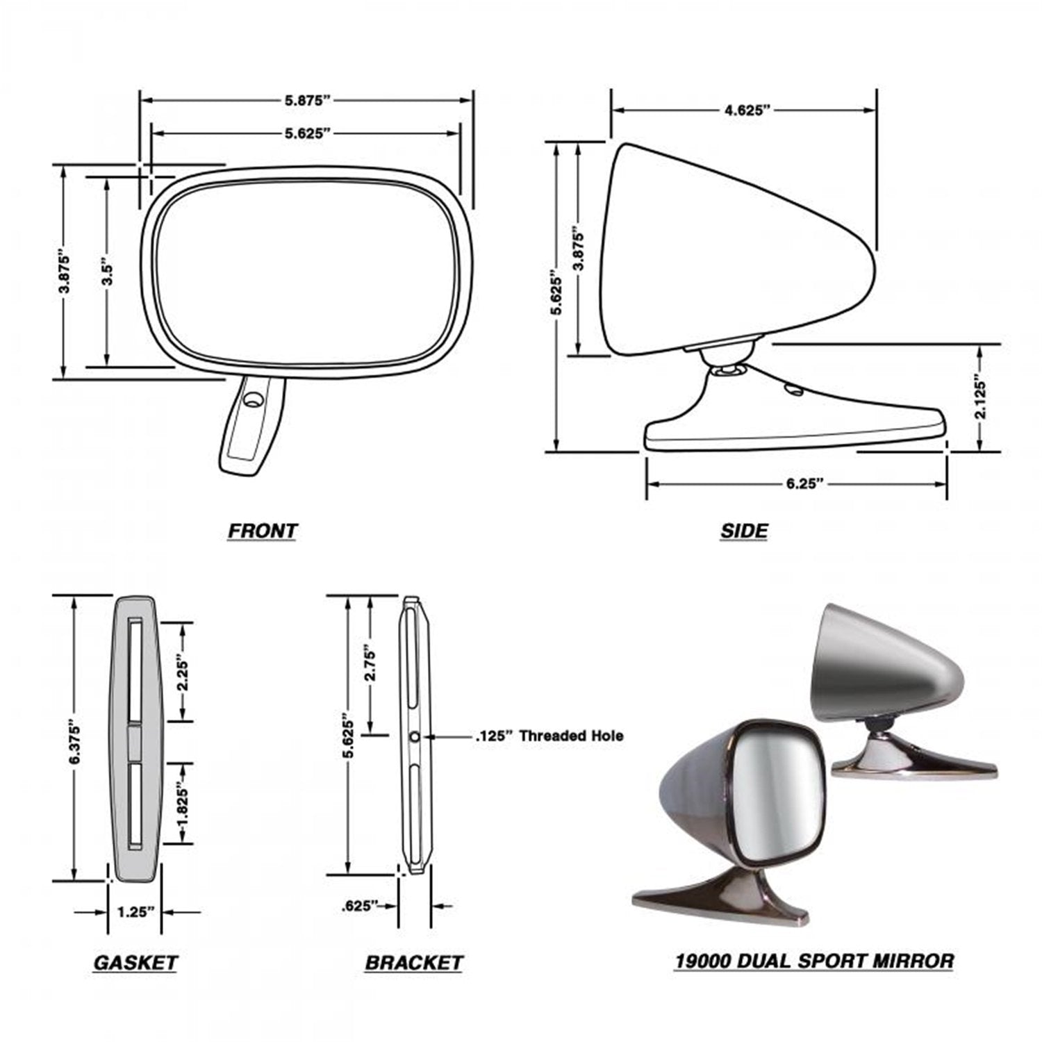Cipa 19000 Dual Sport Chrome Car Side Mirrors (Pair)