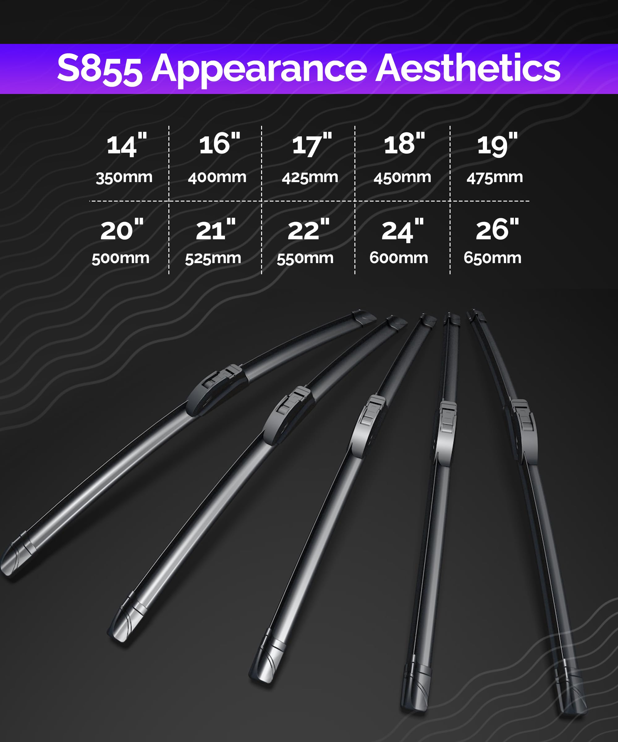 Racoona Oem Quality Premium All-Season Windshield Wiper Blades,Pack Of 2 Durable Stable And Quiet Windshield Wiper Blades,Automo