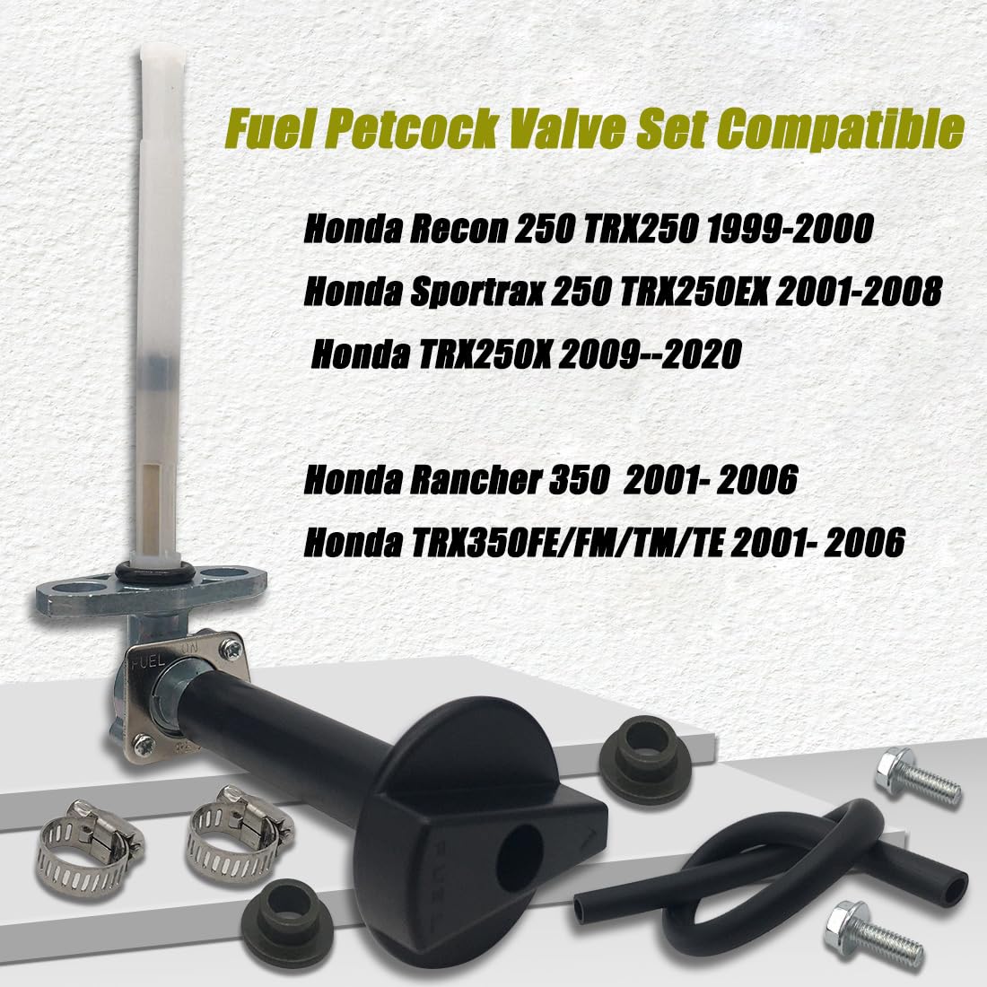 Fuel Tank Petcock Valve with Lever Screw Fits for 1997-2014 Honda Recon 250 TRX250TE TRX250TM 2x4 ES Fourmax Rancher TRX350 ATV