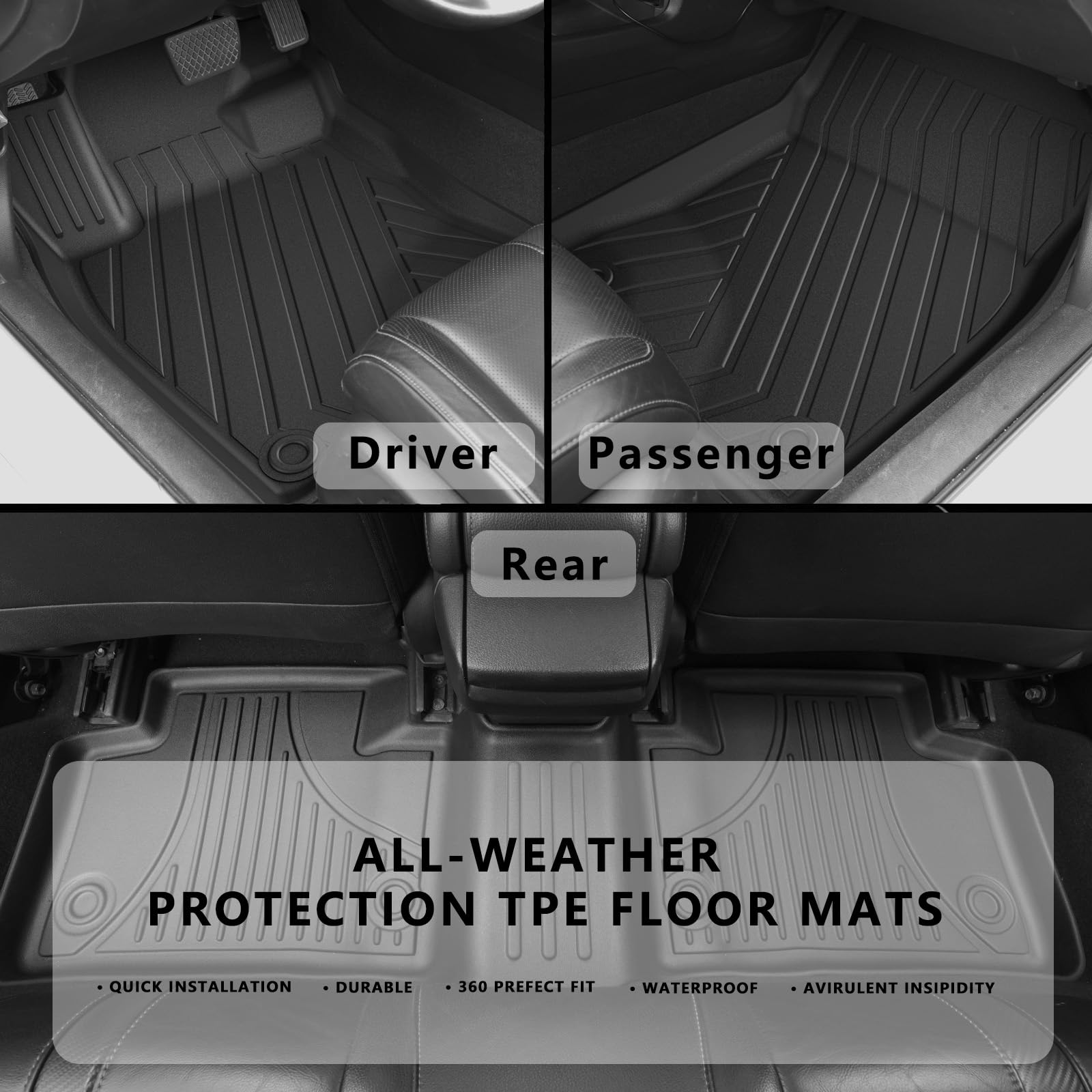 Fit for 2025 2024 2023 2022 Honda Civic Sedan Si Floor Mats & Cargo Liner: All Weather Protection TPE Car Floor Liners with Trun