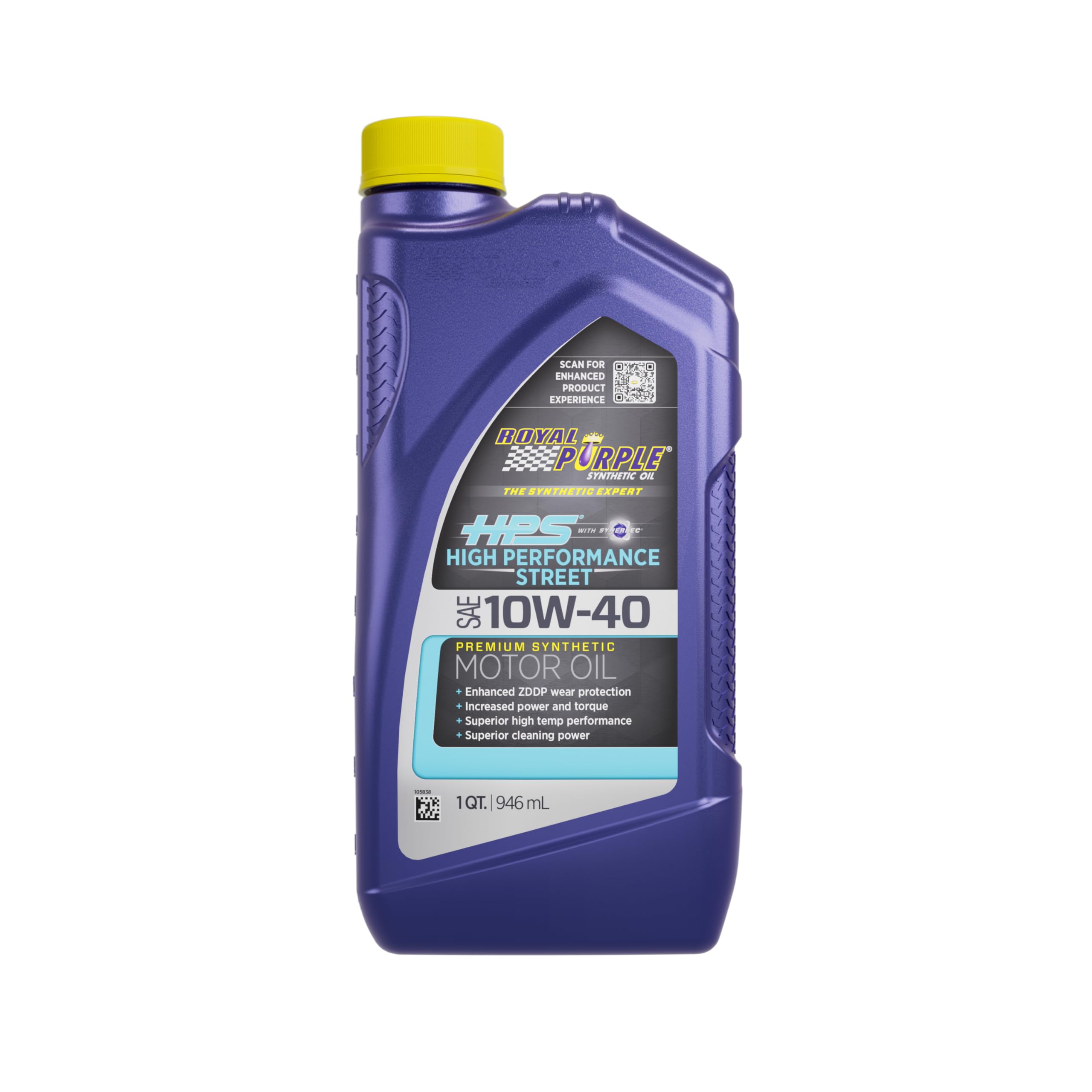 Royal Purple 31140 HPS 10W-40 High Performance Street Synthetic Motor Oil with Synerlec - 1 Quart Bottle