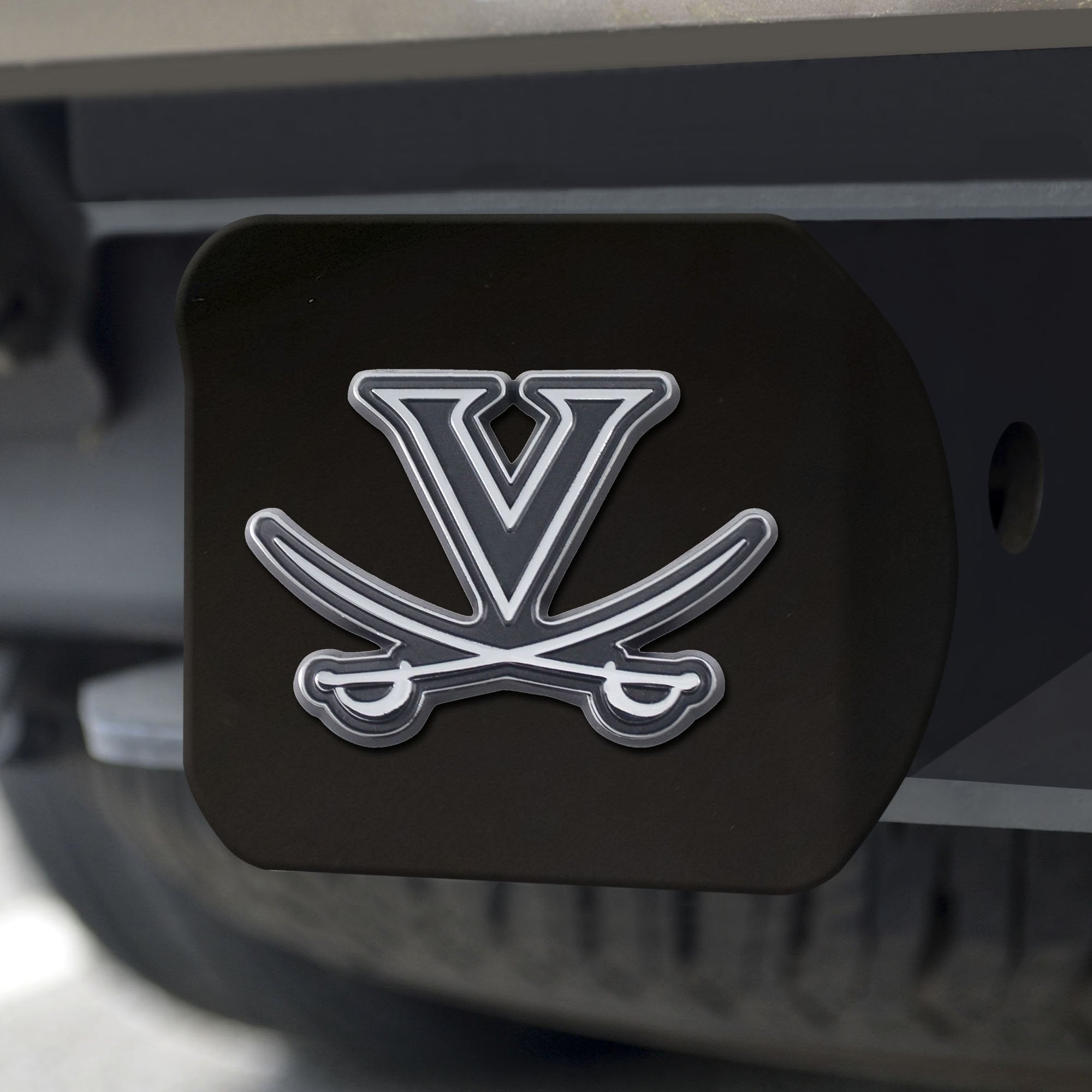 FANMATS 22847 Virginia Cavaliers Black Metal Hitch Cover with Metal Chrome 3D Emblem