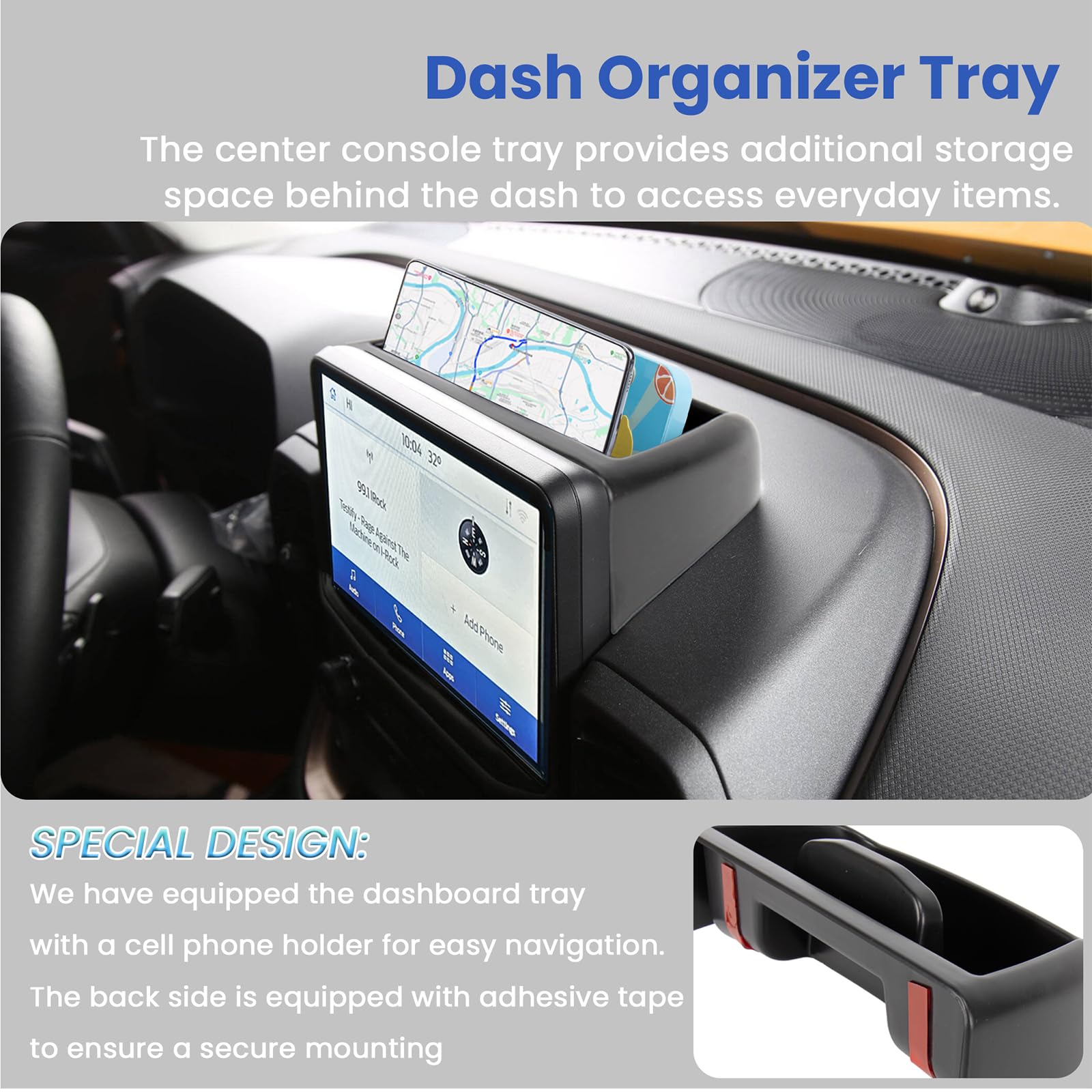 Carwiner 3 Pcs Center Console Organizer Compatible With 2021-2024 Ford Bronco Sport Cx430 Accessories, Armrest Storage Box & Das
