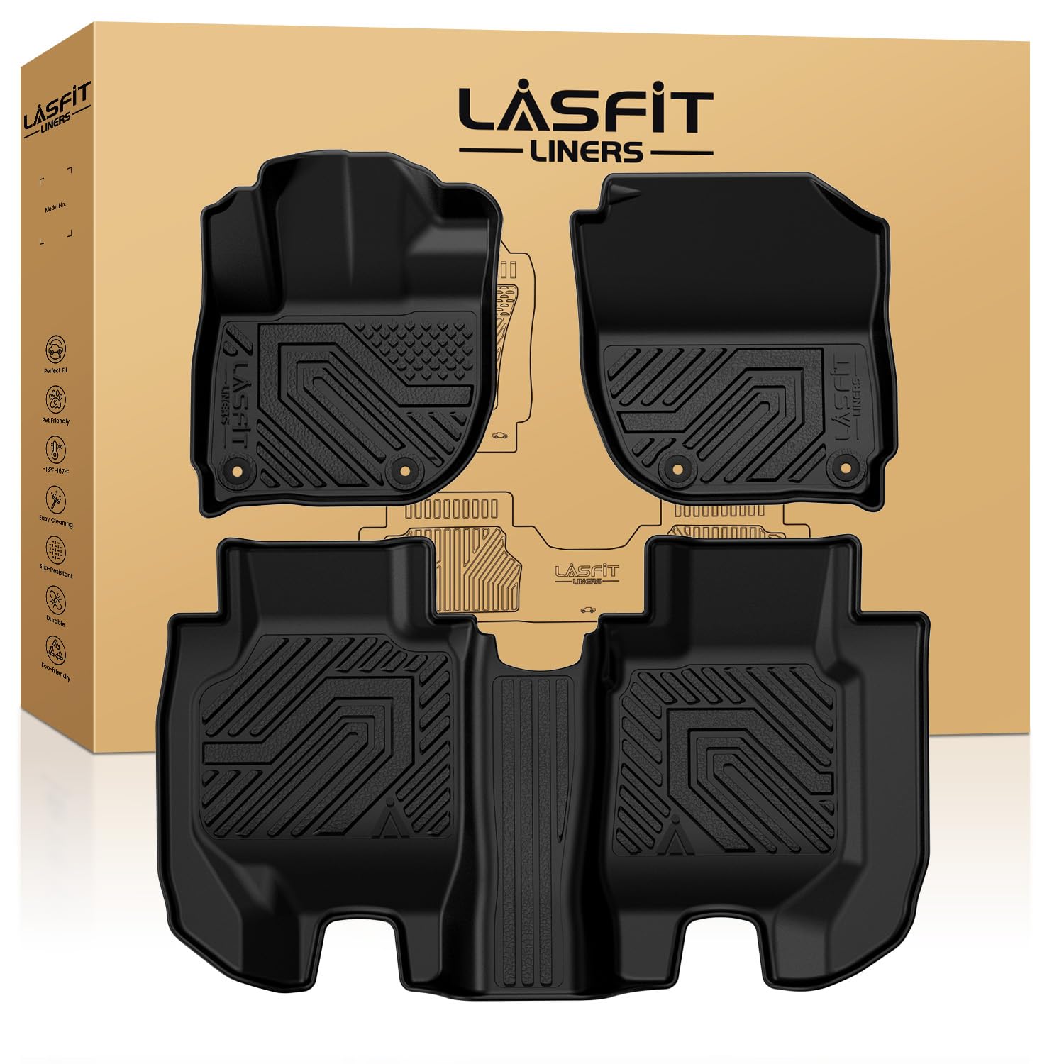 Lasfit Floor Mats For Honda Hrv 2016 2017 2018 2019 2020 2021 2022, All Weather Tpe Custom Fit Hr-V Floor Liner Accessories, 1St