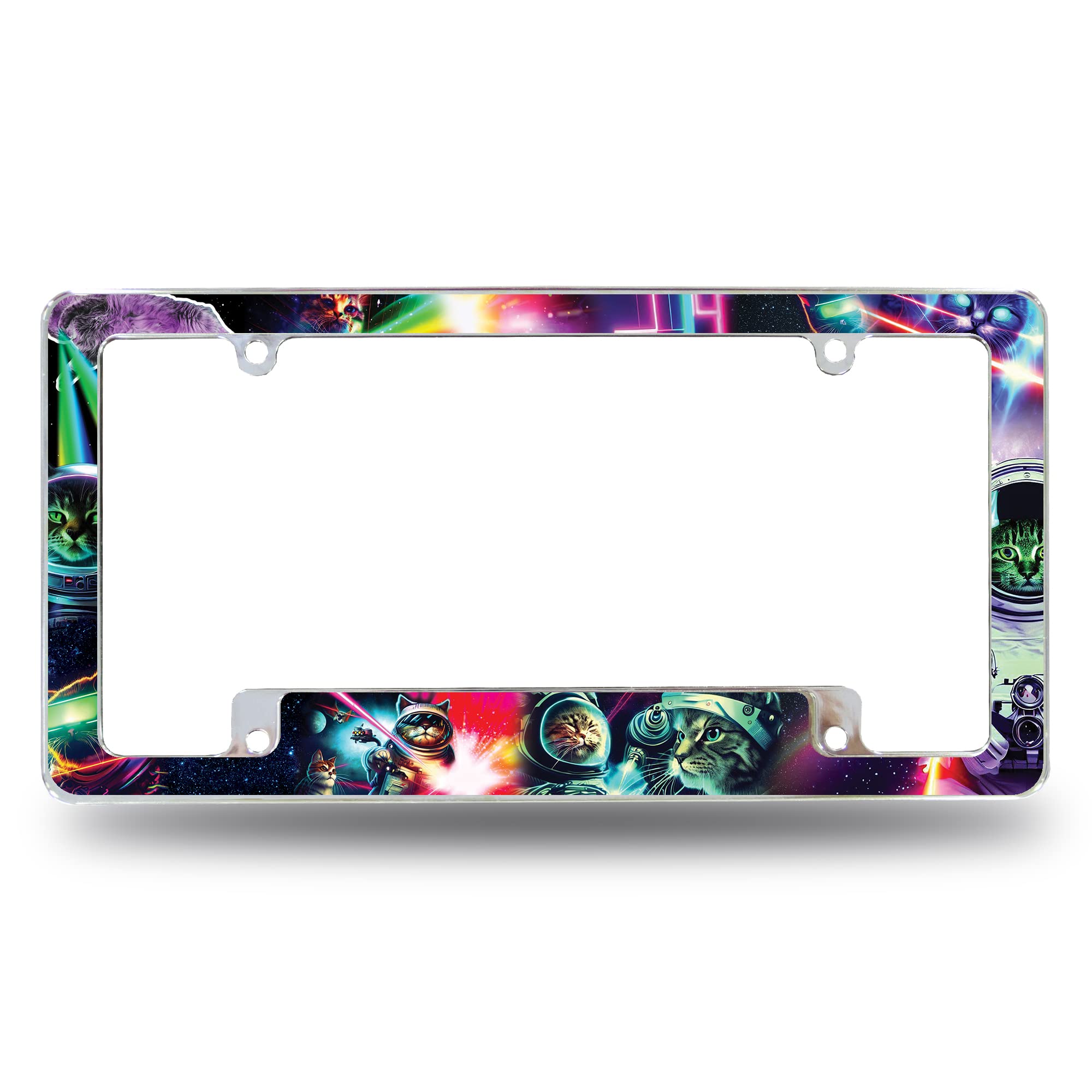Rico Industries Space Cats All Over Automotive License Plate Frame for Car/Truck/SUV (12 x 6)
