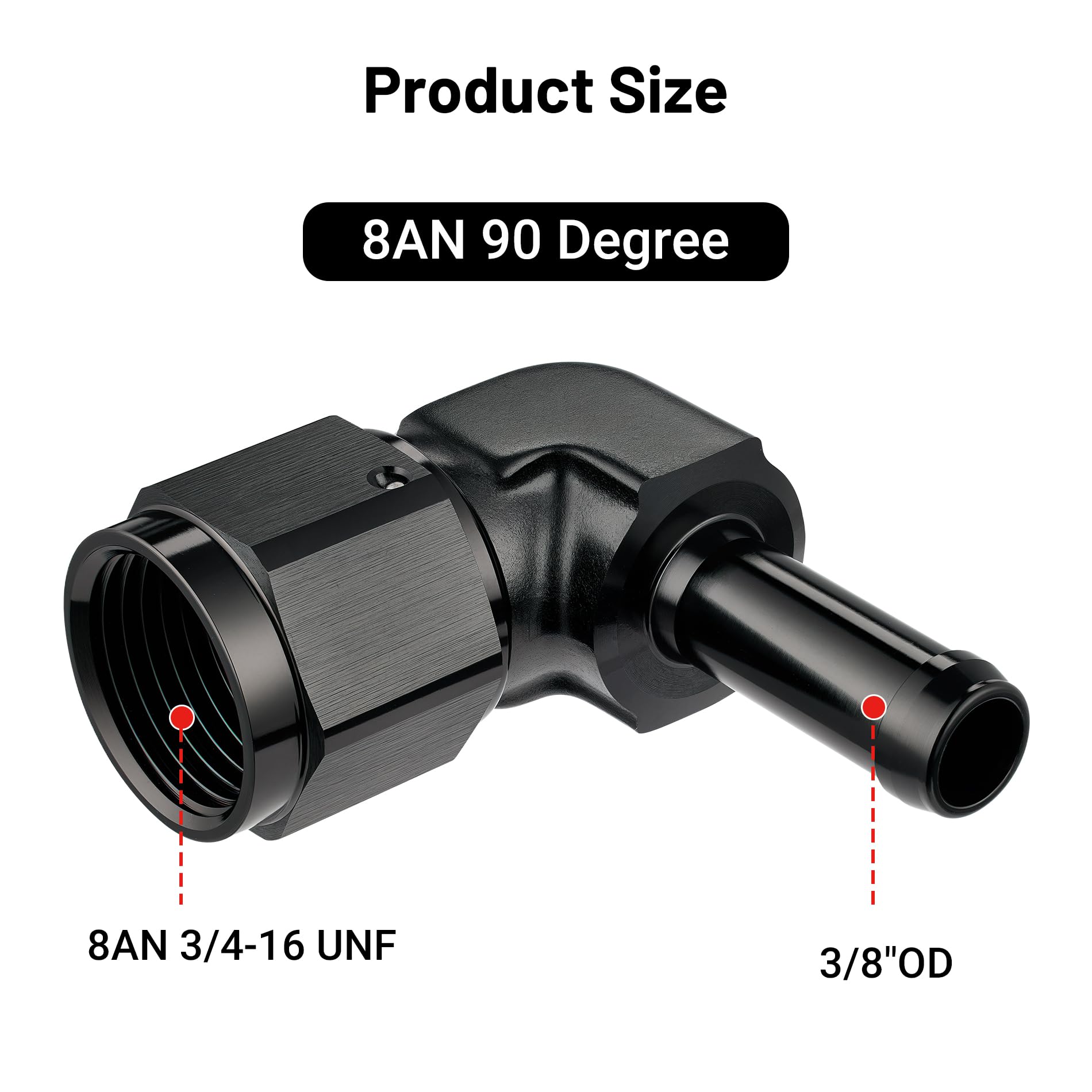 EVIL ENERGY 8AN Female to 3/8 '' Barb Hose Fitting 90 Degree Swivel