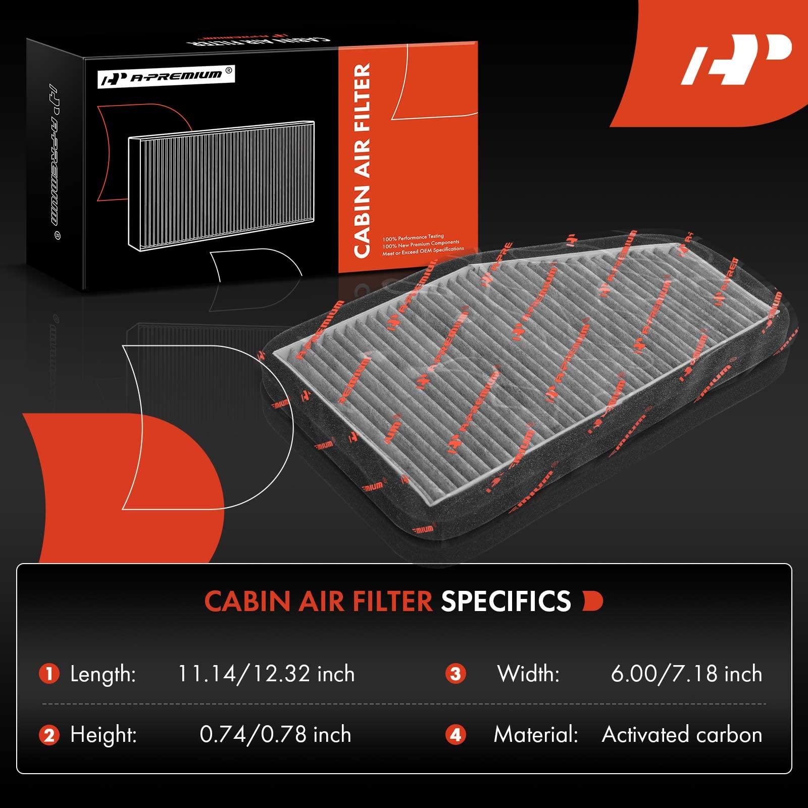 A-Premium Cabin Air Filter with Activated Carbon Compatible with Ford Escape 2007-2012 & Mazda Tribute 2008-2011 & Mercury Marin
