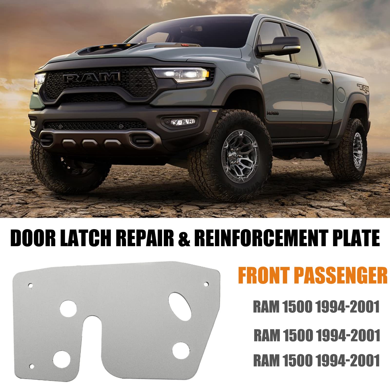Unikpas Front Left Door Latch Repair & Reinforcement Plate Compatible for Ram 1500 2500 3500 1994-2002 Driver Side Replacement B